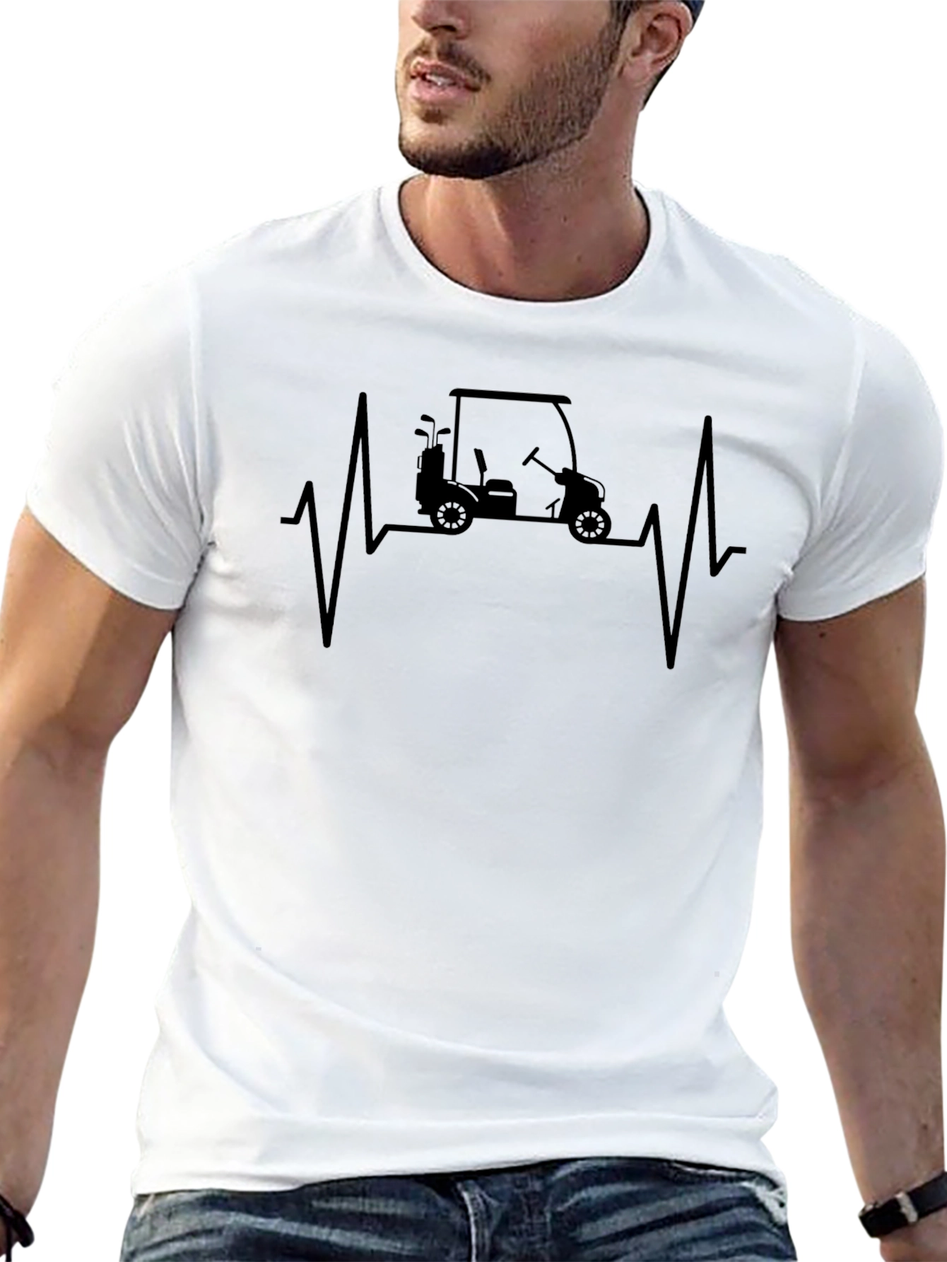 Golf Cart Heartbeat T-Shirt - Golfer Gift