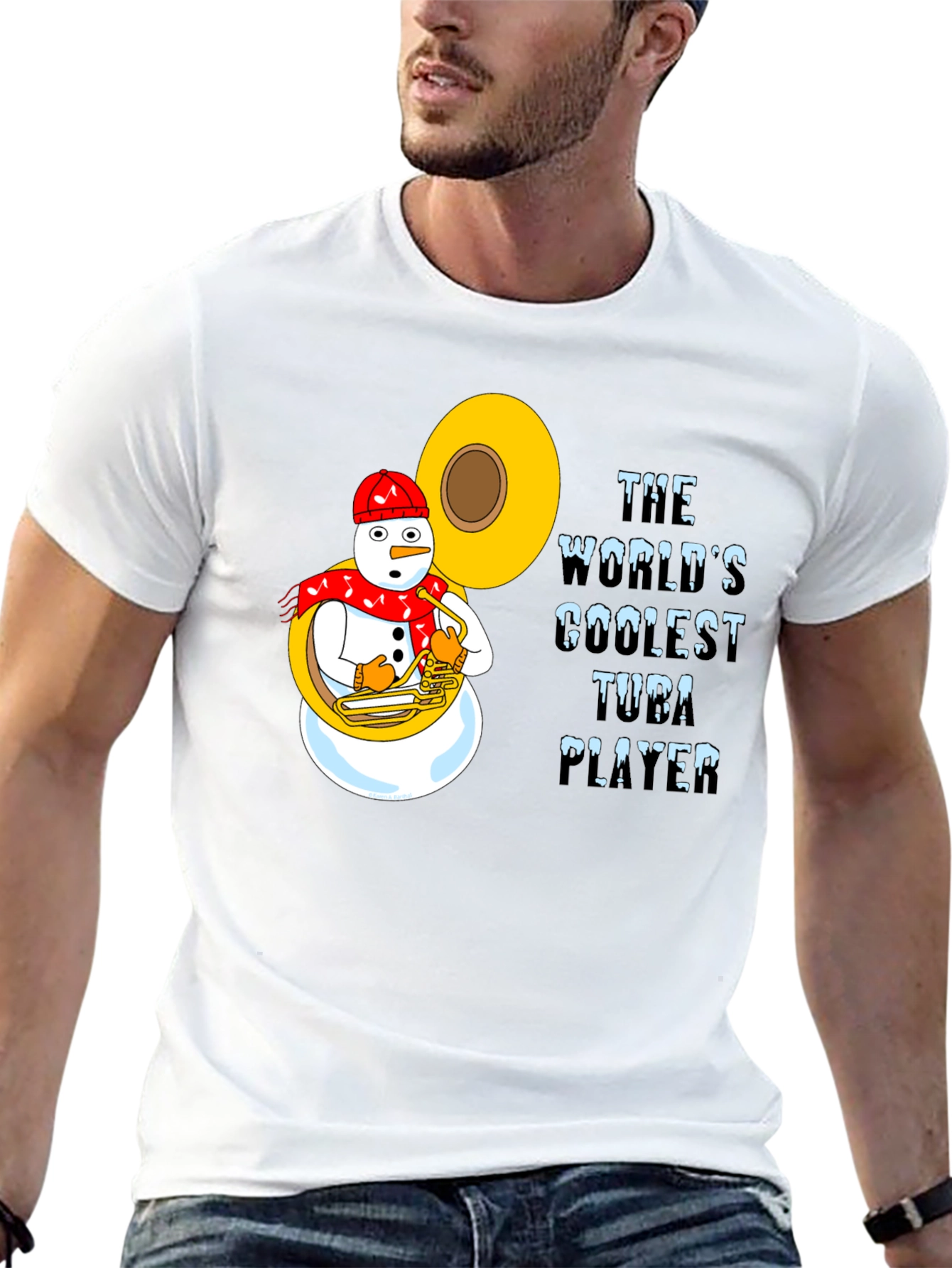 Coolest Tuba Player Snowman Graphic Tee