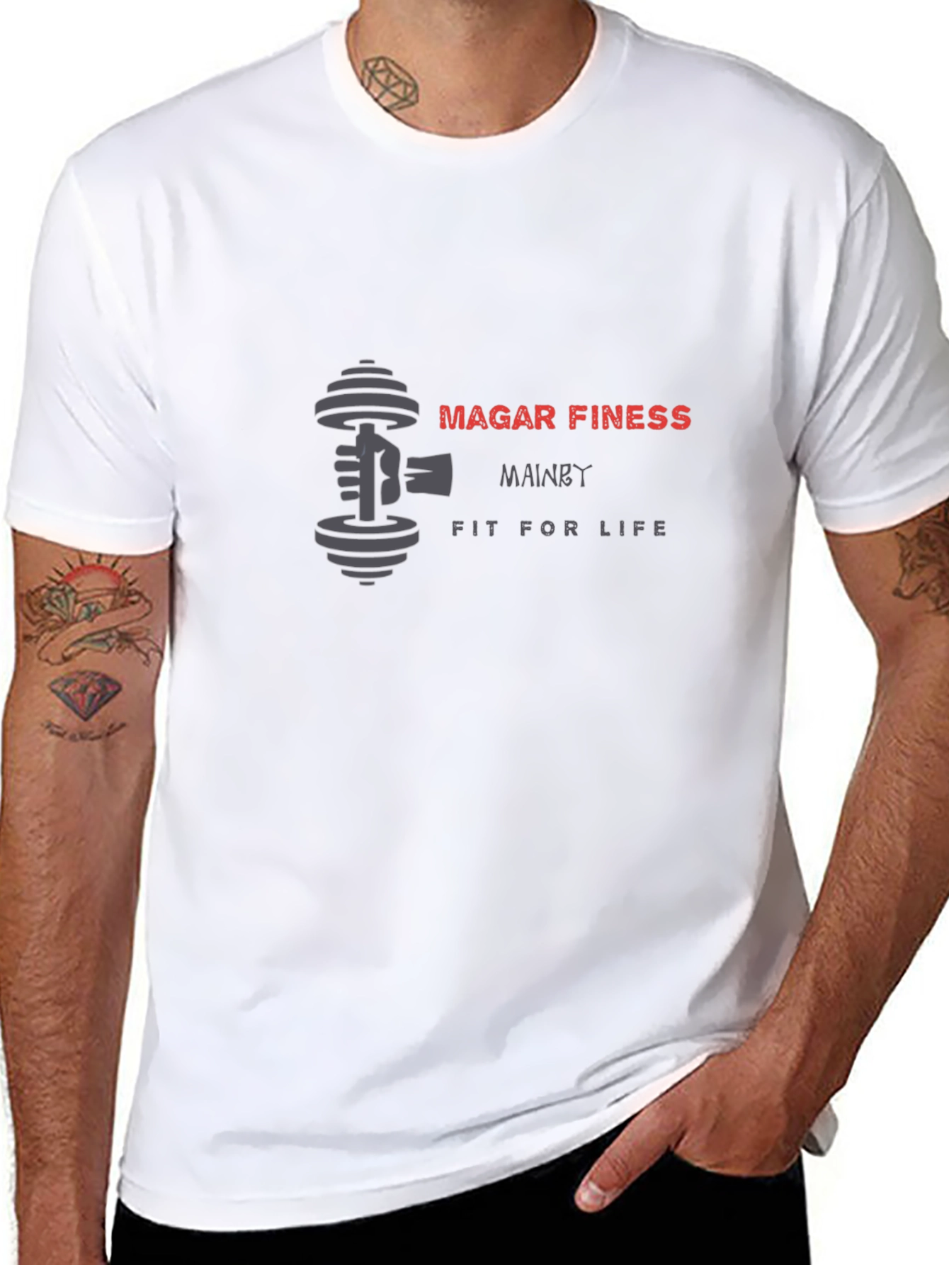 Mens Black Fitness Graphic T-Shirt