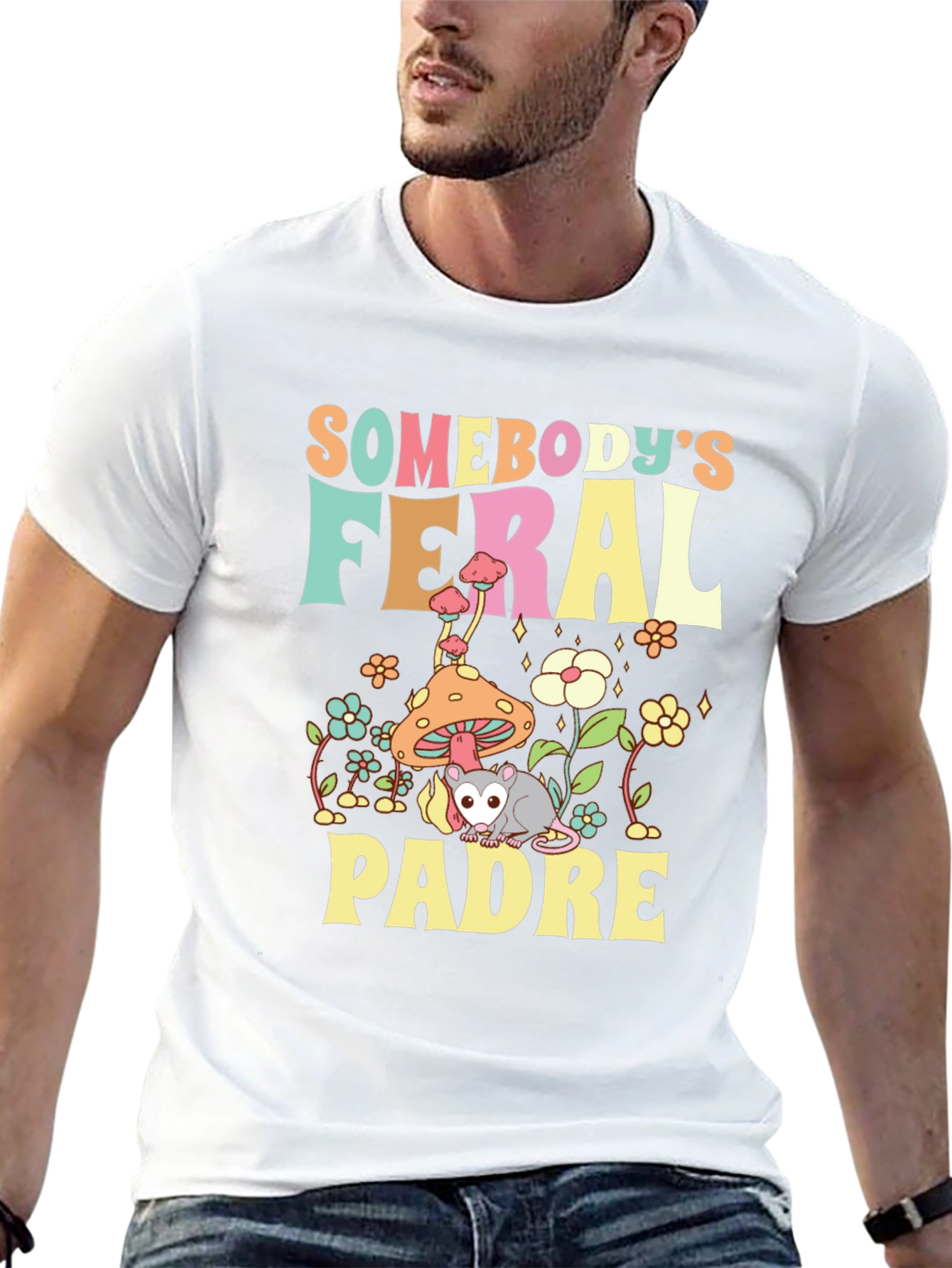 Feral Padre Graphic Tee - Quirky Possum T-Shirt