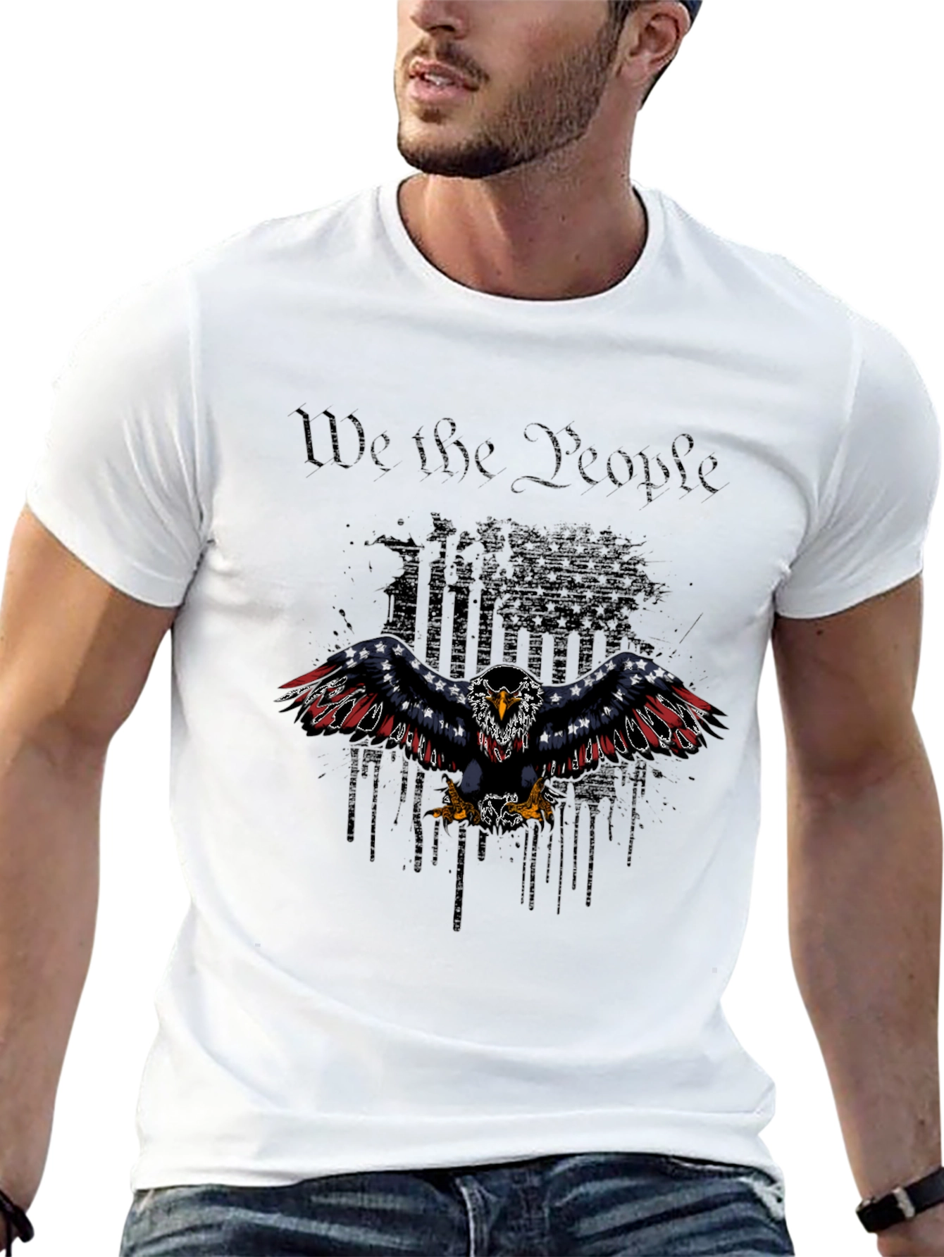 Patriotic Eagle We the People Graphic T-Shirt