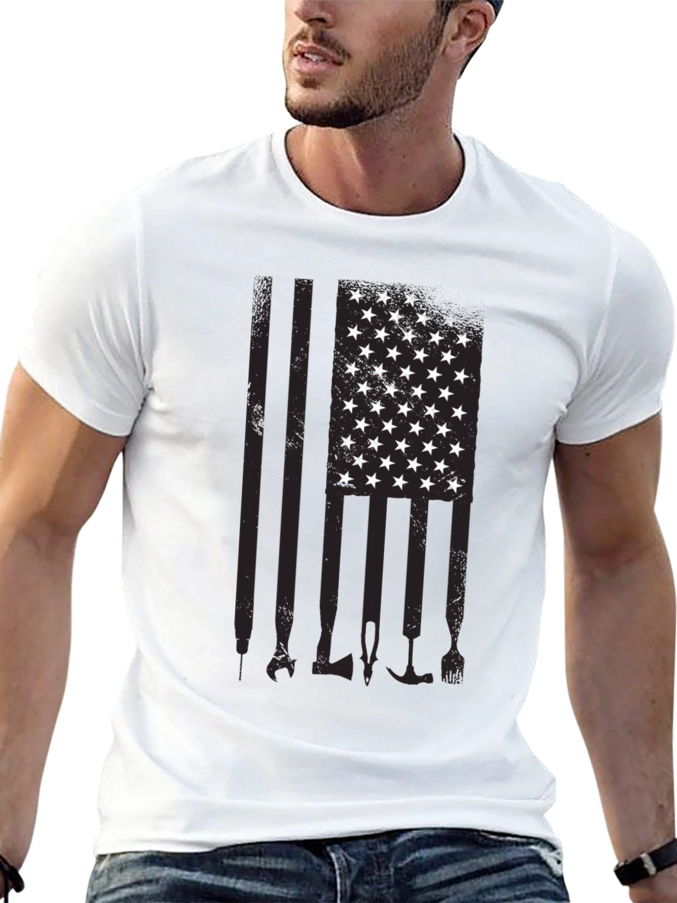 American Flag Tools Black T-Shirt