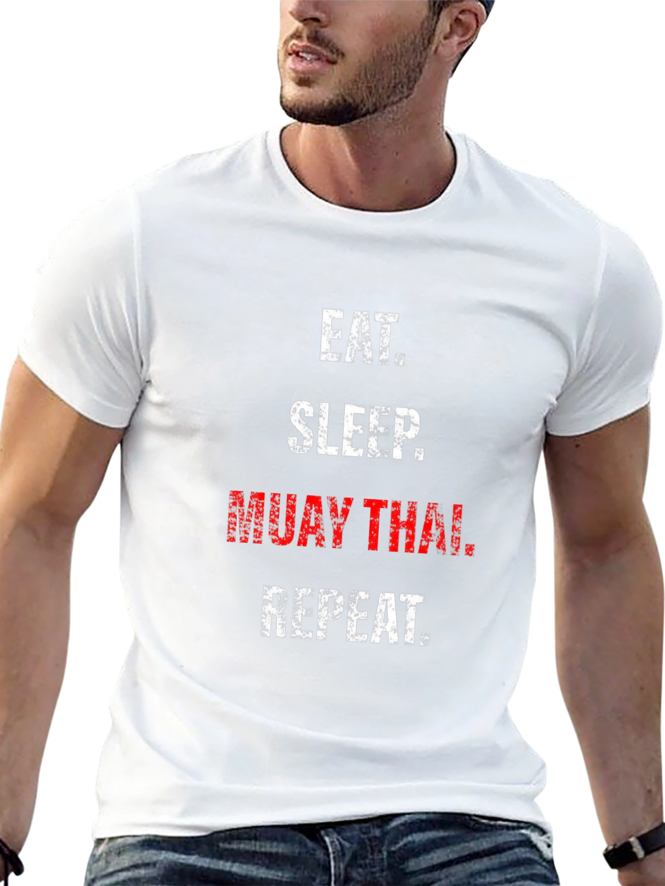 Eat Sleep Muay Thai Repeat Black Graphic T-Shirt
