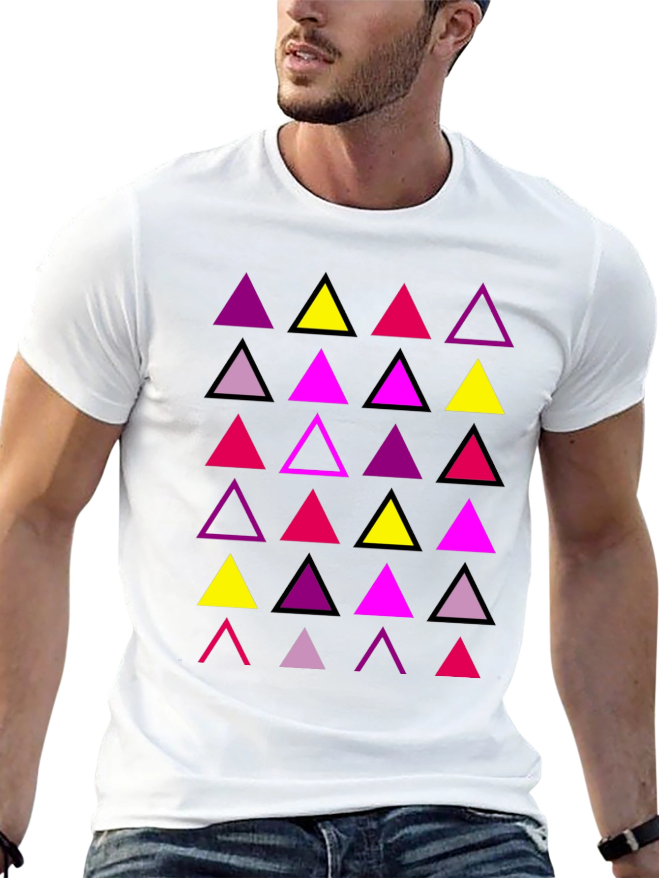 Geometric Triangle Print Mens T-Shirt