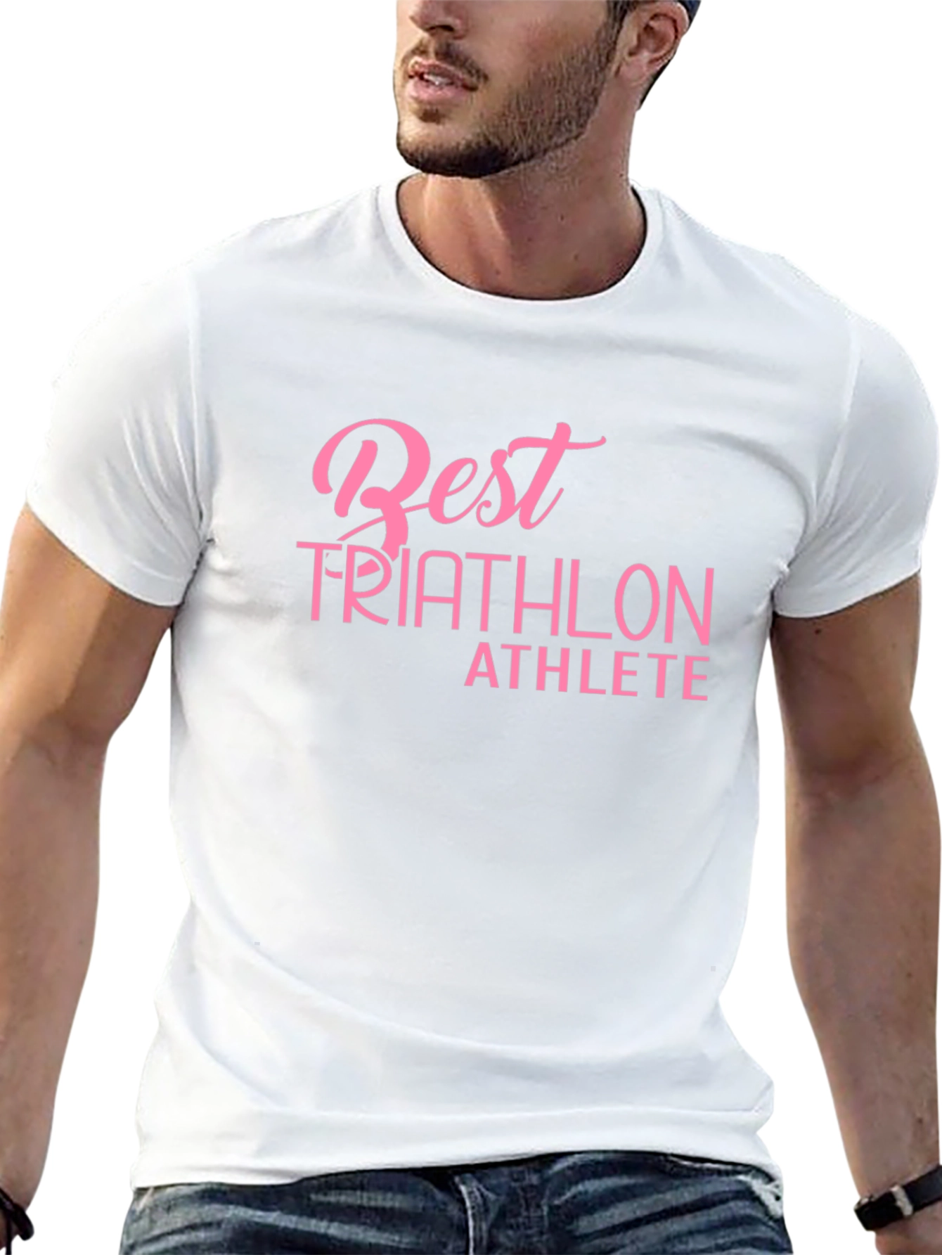 Best Triathlon Athlete Pink Graphic Tee