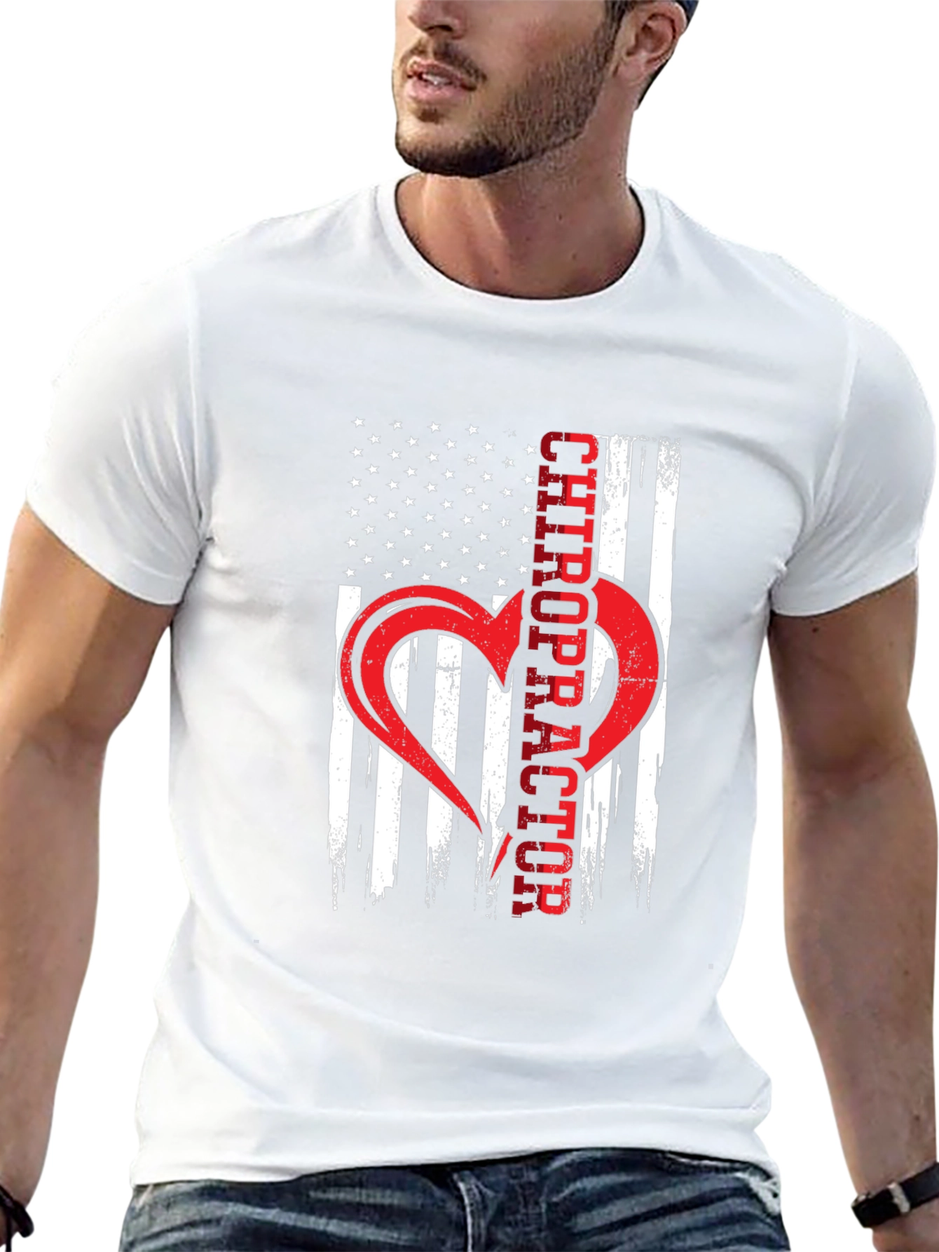 Chiropractor American Flag Heart T-Shirt