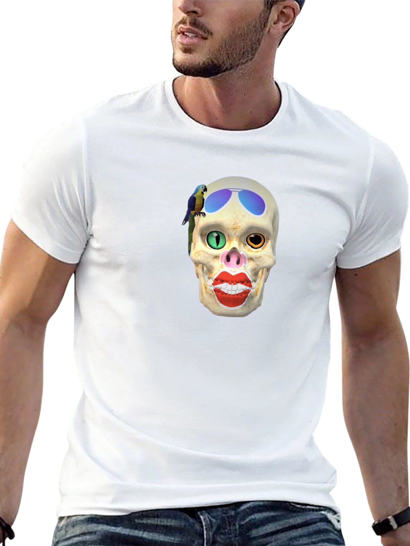 Skull Parrot Sunglasses T-Shirt