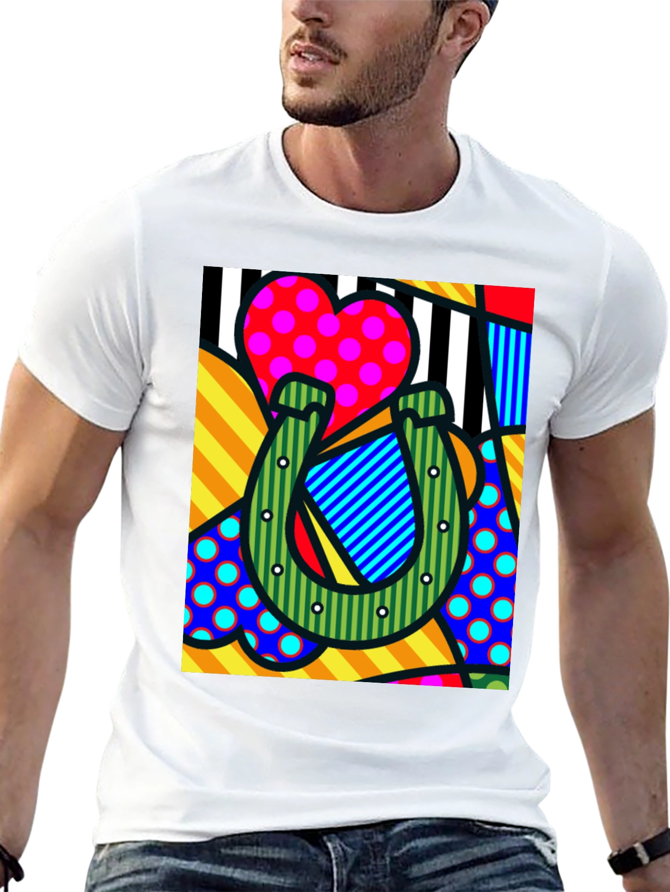 Pop Art Horseshoe Heart Graphic T-Shirt