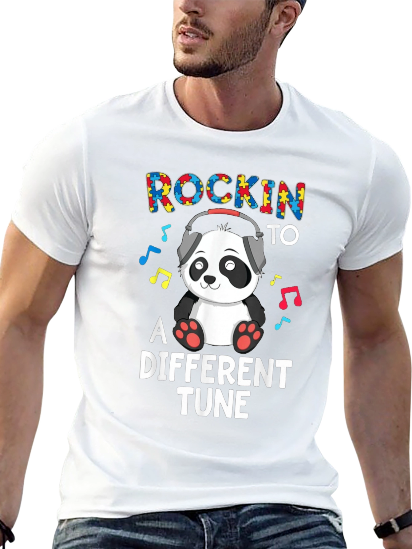 Rockin to a Different Tune Autism Awareness Panda T-Shirt