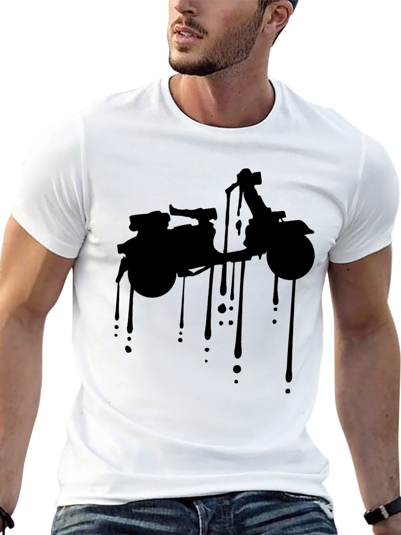 Cool Motorcycle Dripping Black T-Shirt