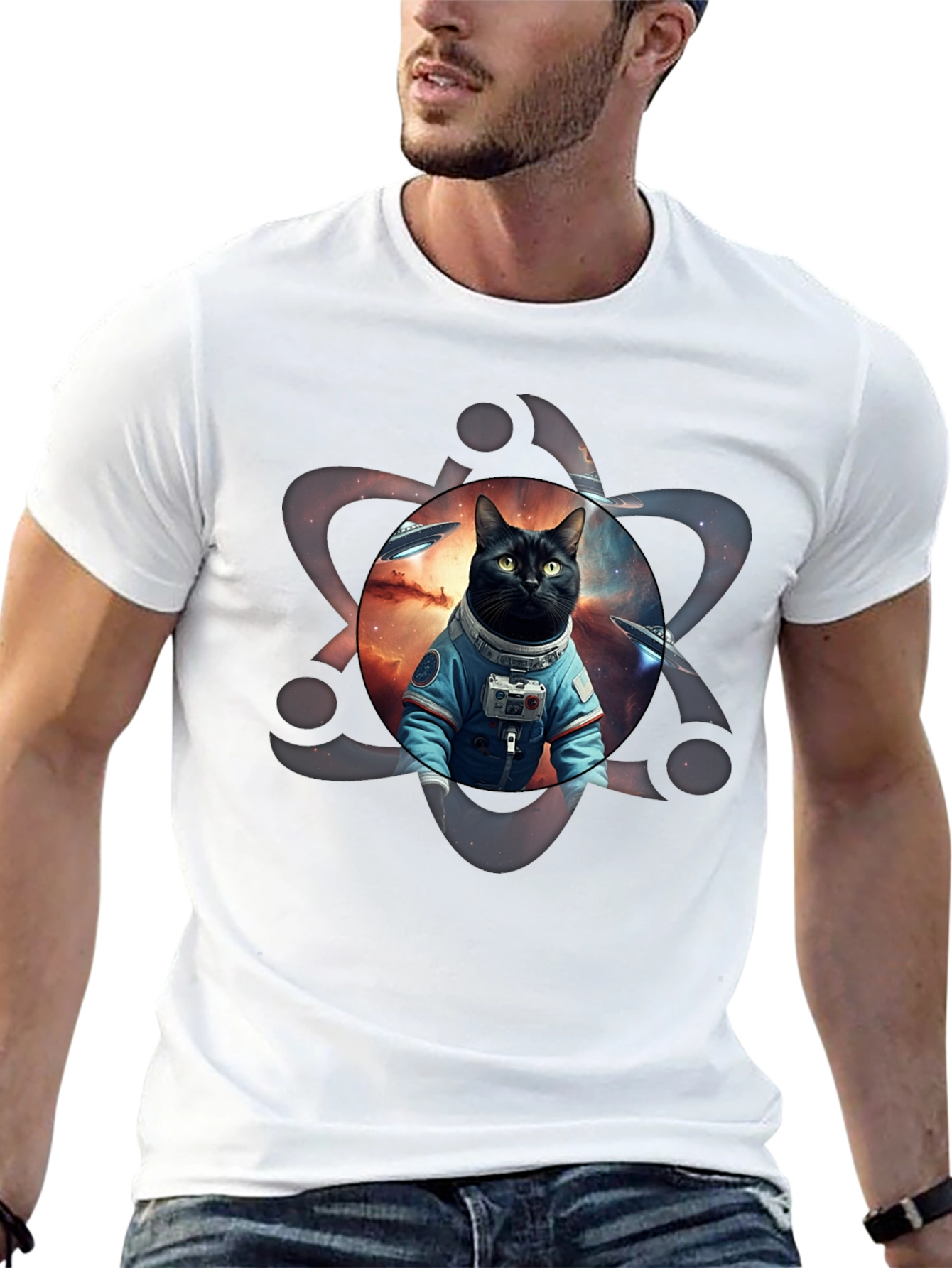 Cosmic Cat Astronaut Graphic Tee