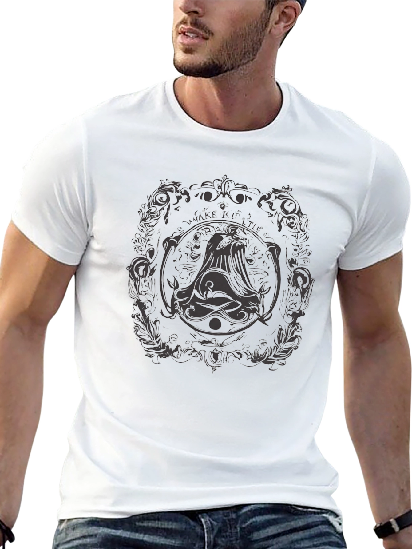 Black Graphic Tee - Viking Valkyrie Design