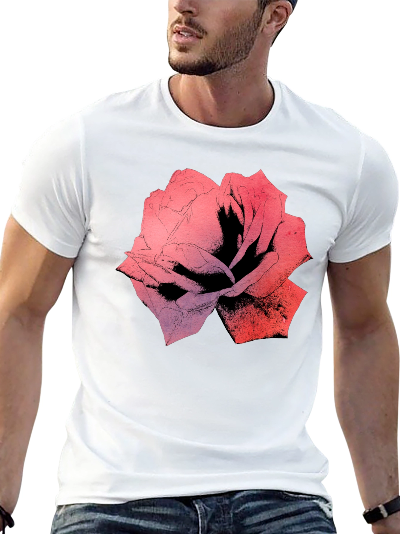 Rose Graphic Black T-Shirt - Bold Floral Print