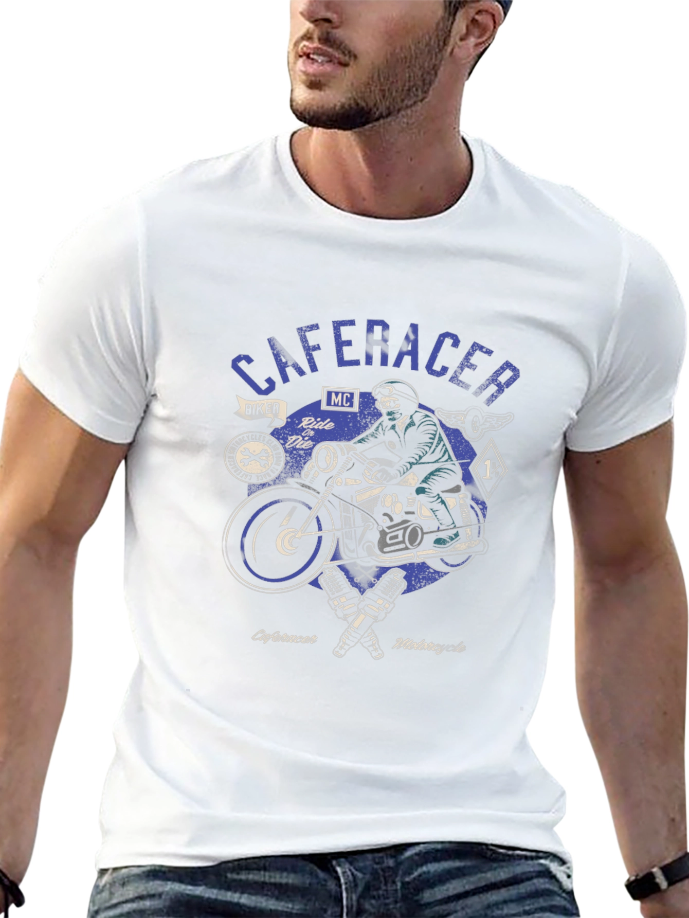 Cafe Racer Motorcycle Graphic Tee - Biker Style