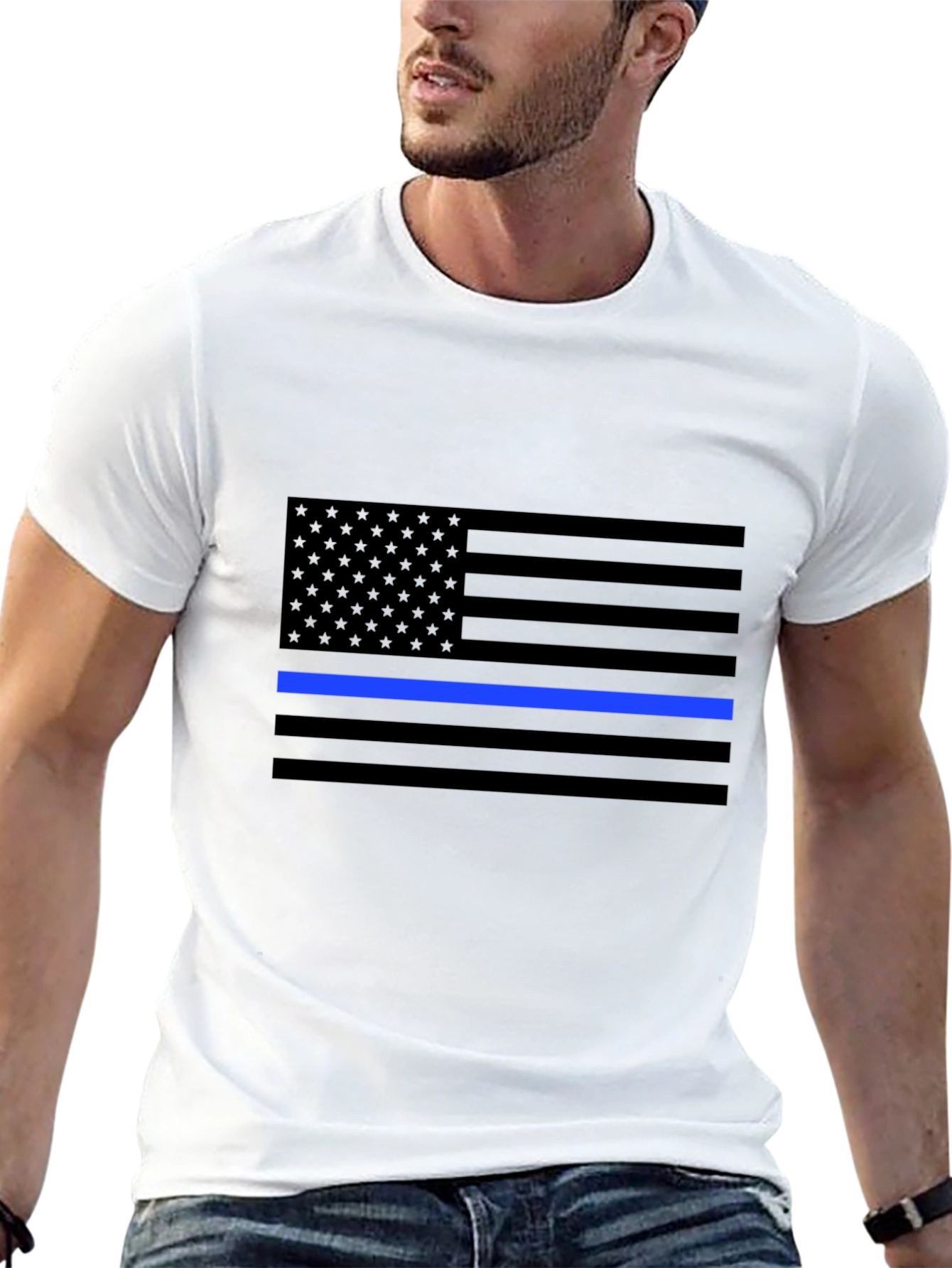 Thin Blue Line American Flag Graphic Tee