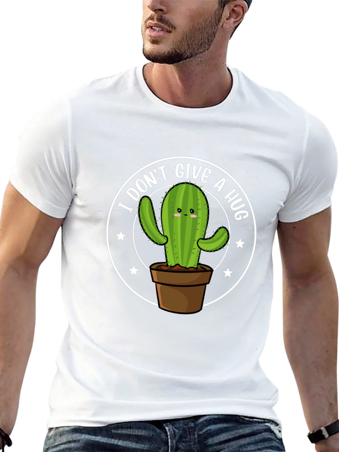 I Dont Give A Hug Cactus Graphic T-Shirt