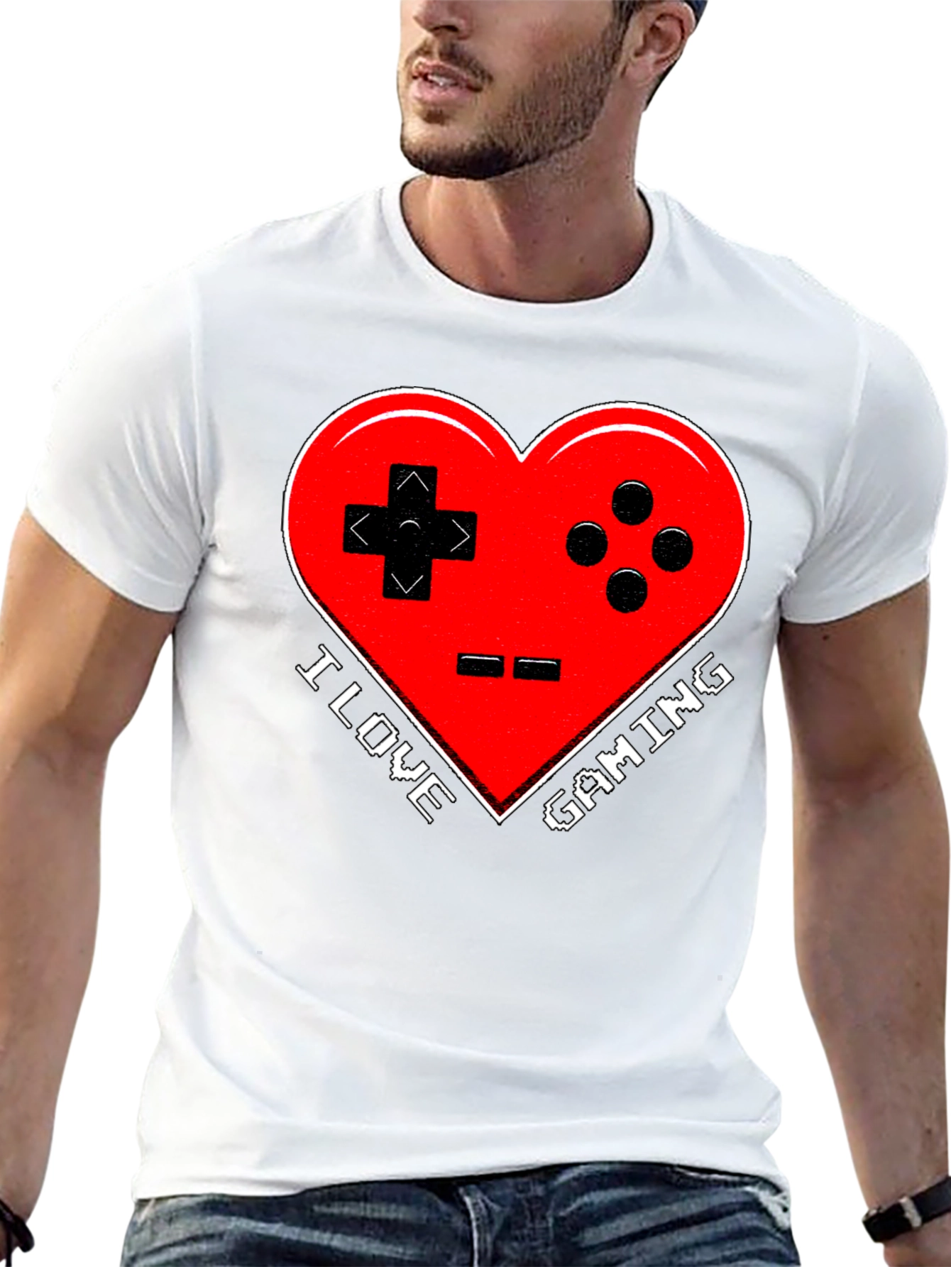 I Love Gaming T-Shirt - Heart Controller Design