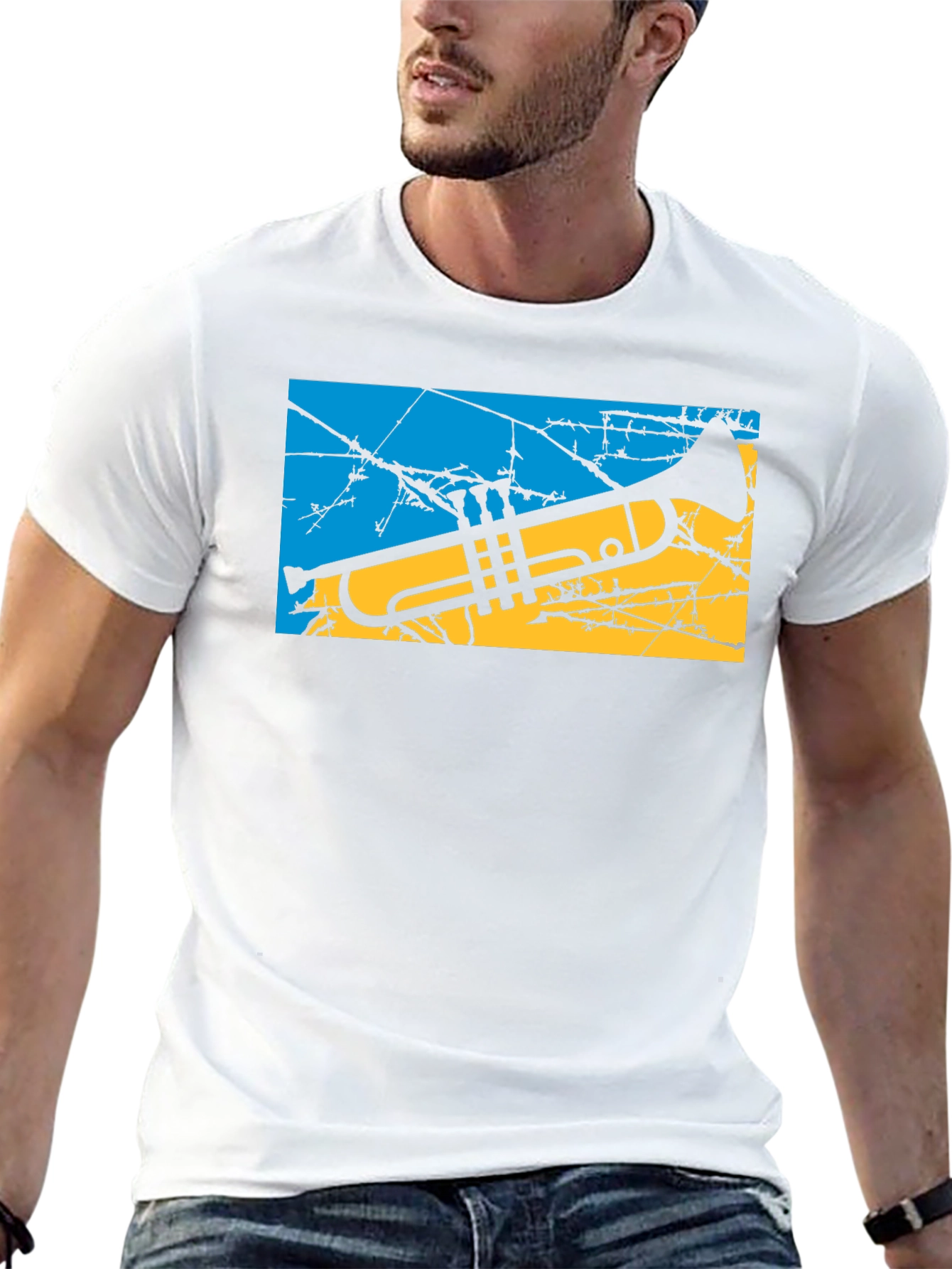 Ukraine Flag Trumpet Graphic Tee