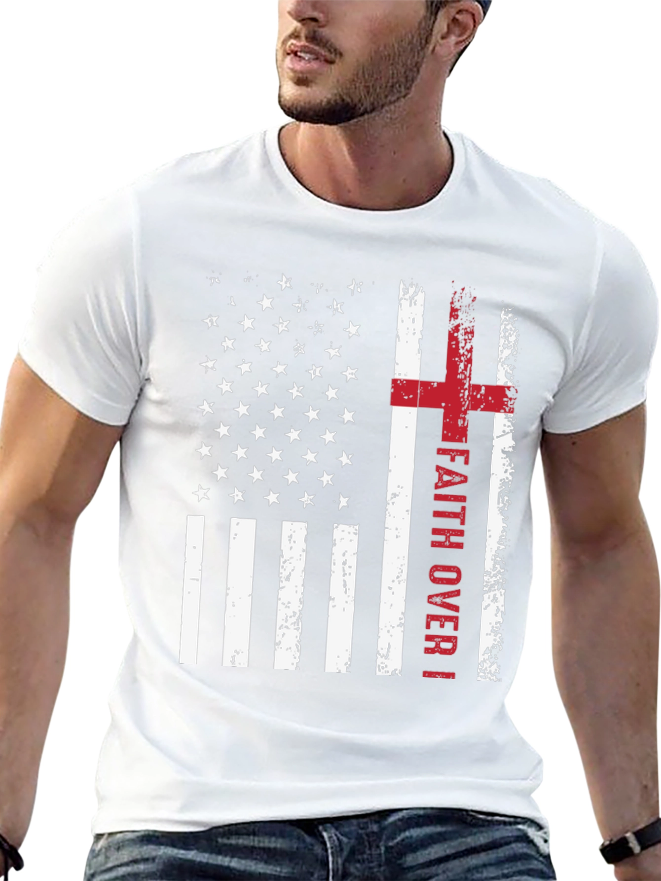 Faith Over Fear American Flag Graphic Tee