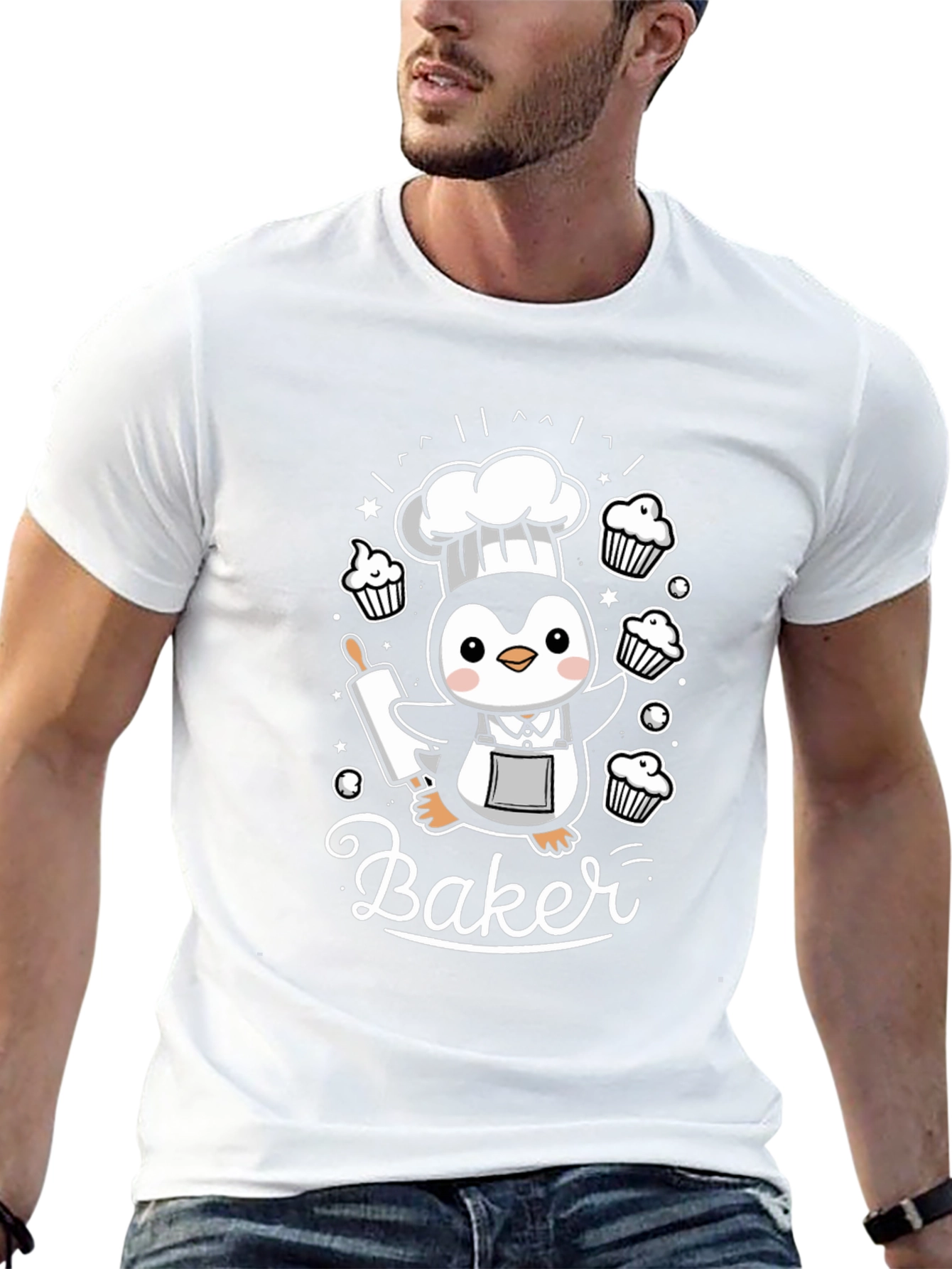 Cute Baker Penguin Graphic Tee