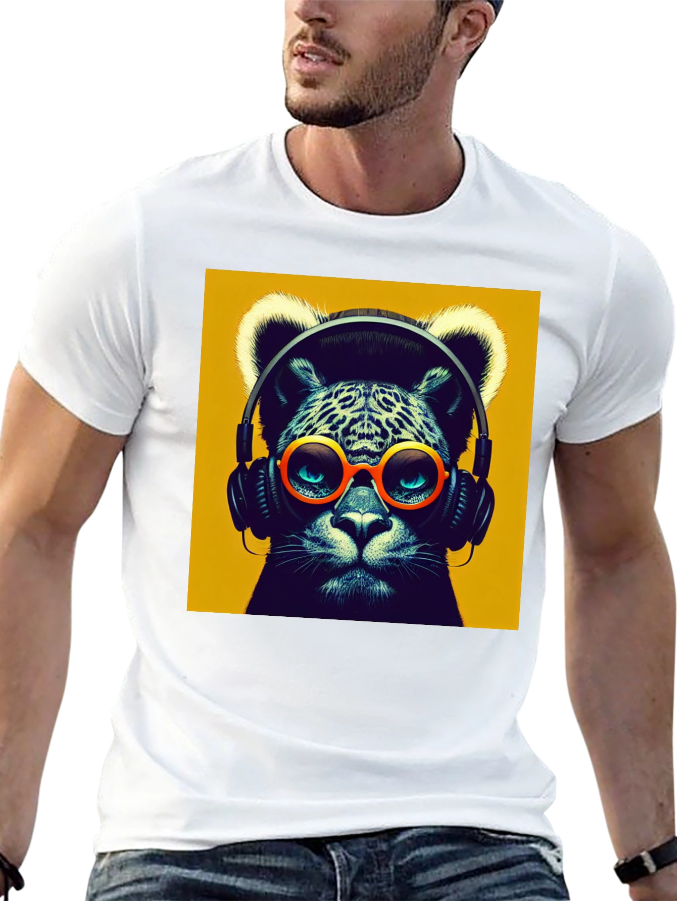 Cool Cat Graphic Tee - Music Lover T-Shirt