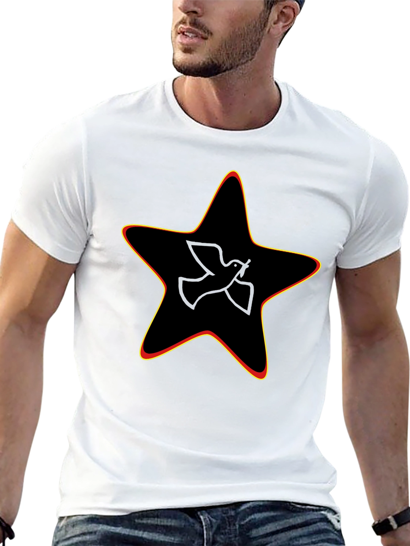 Peace Dove Star Graphic Black Tee