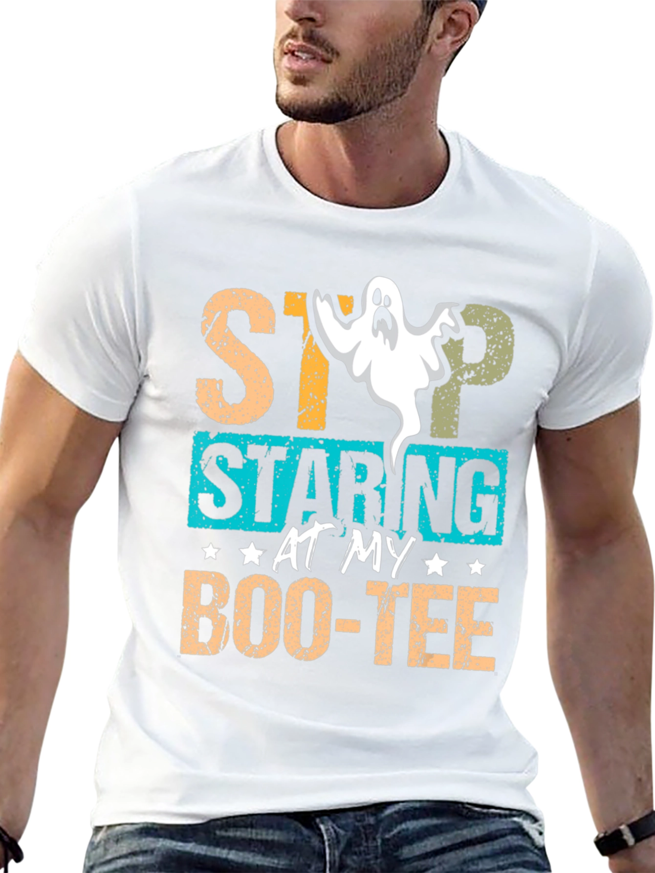 Stop Staring At My Boo-tee Halloween Graphic T-Shirt