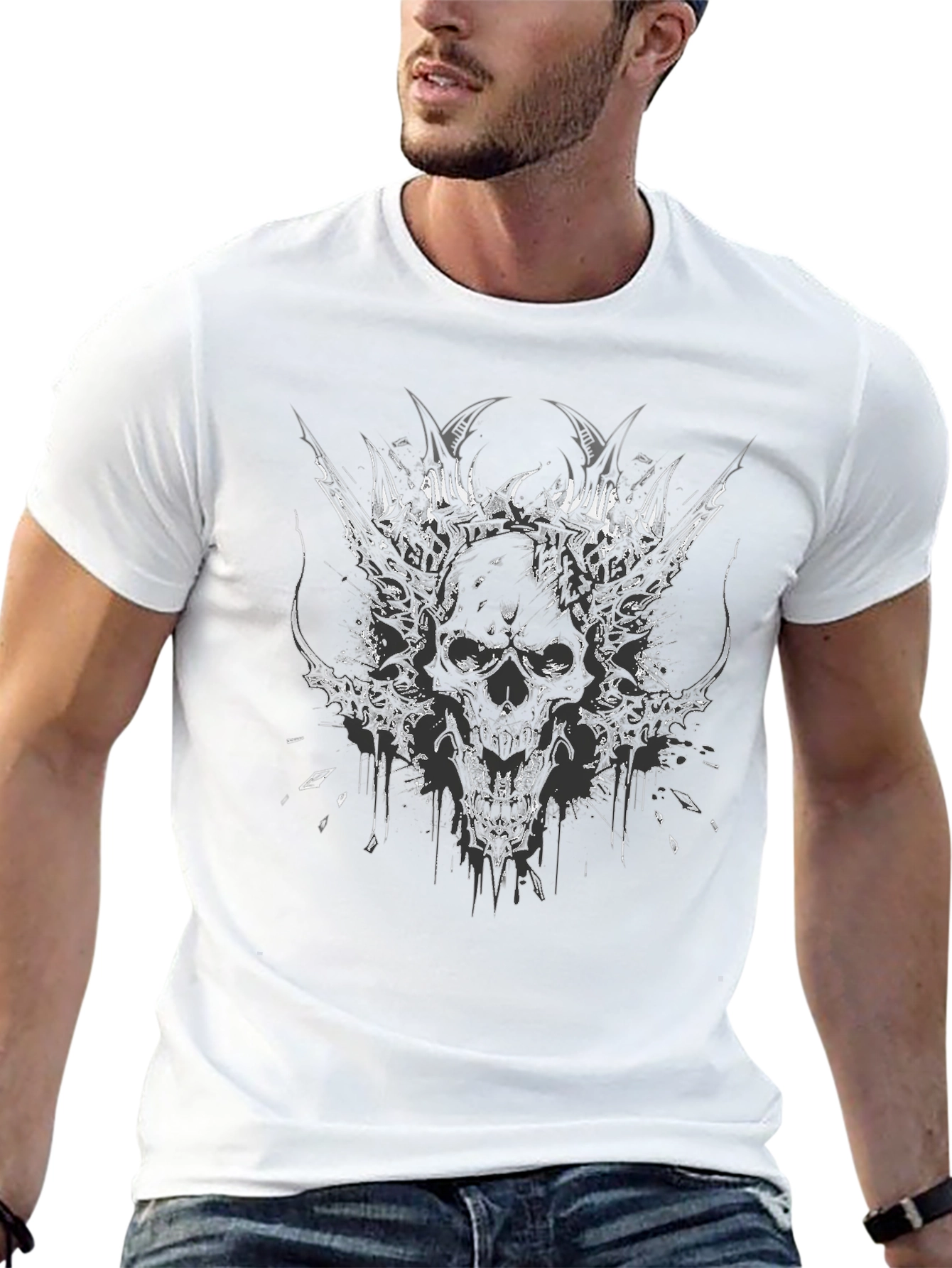 Dark Skull Graphic Tee - Metal Head Design