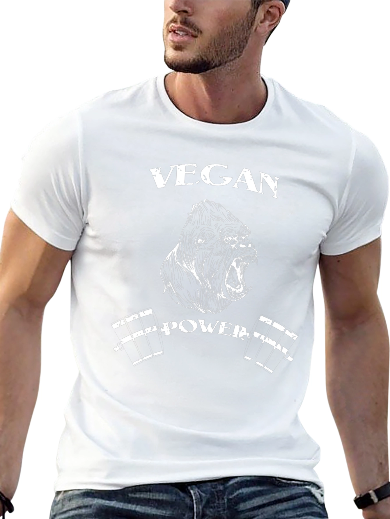 Vegan Power Gorilla Graphic Tee - Black