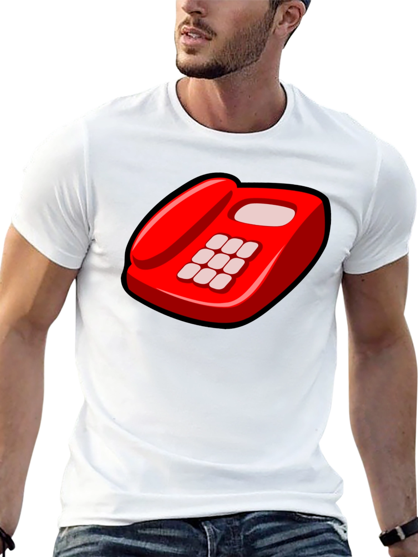 Retro Red Telephone Graphic T-Shirt