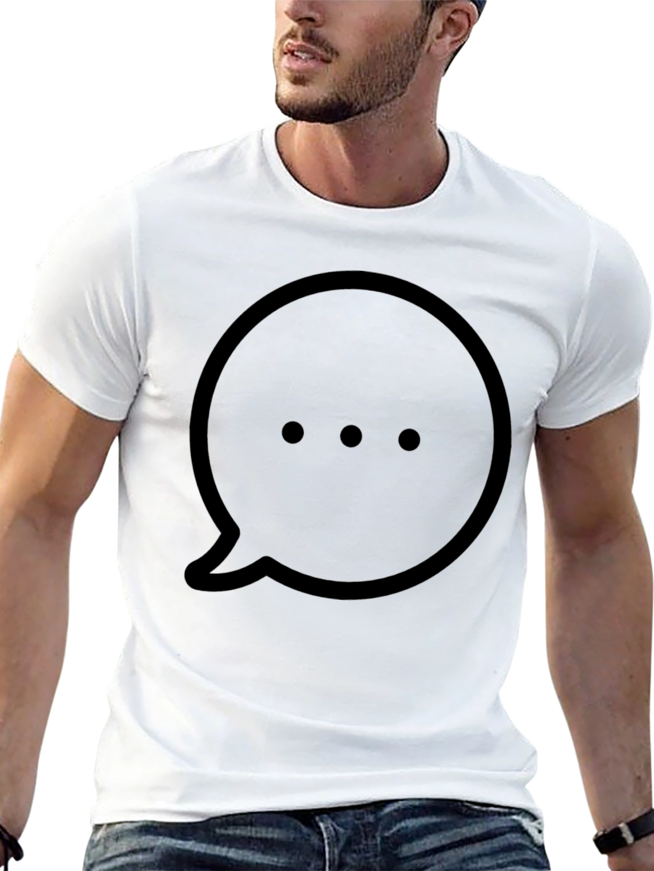 Black Speech Bubble Graphic Tee - Casual Style