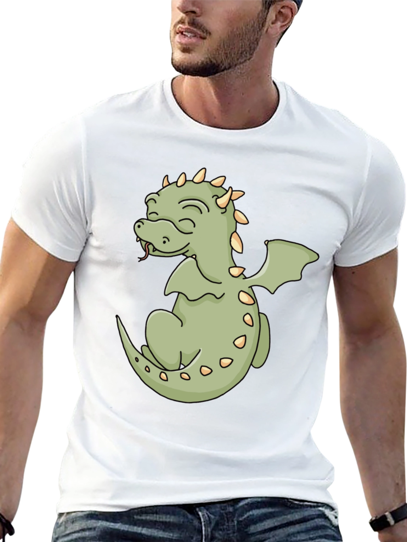 Cute Dragon Graphic Tee - Black Cotton Shirt