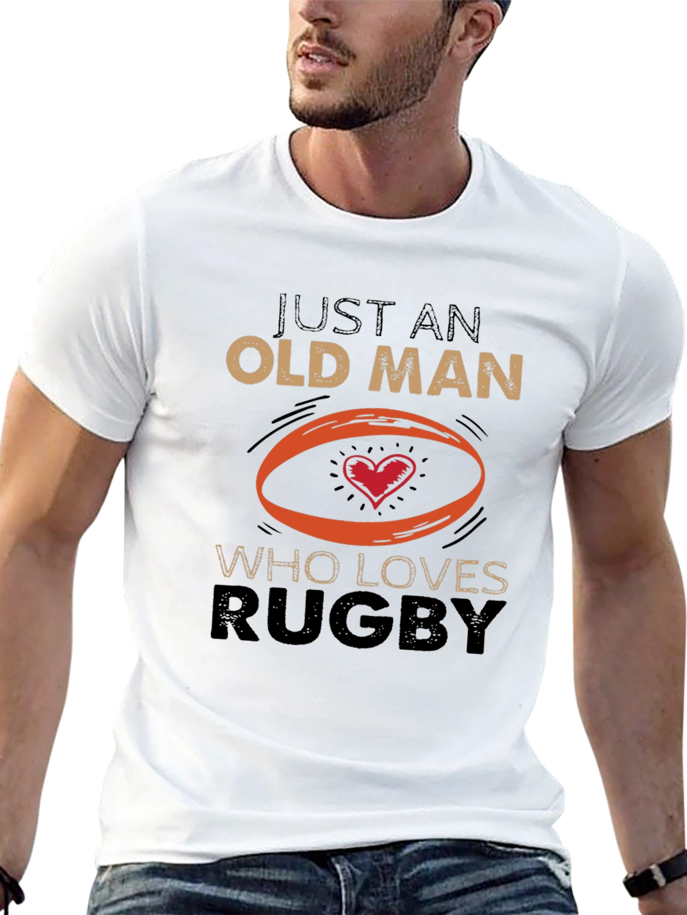 Just An Old Man Who Loves Rugby Black T-Shirt