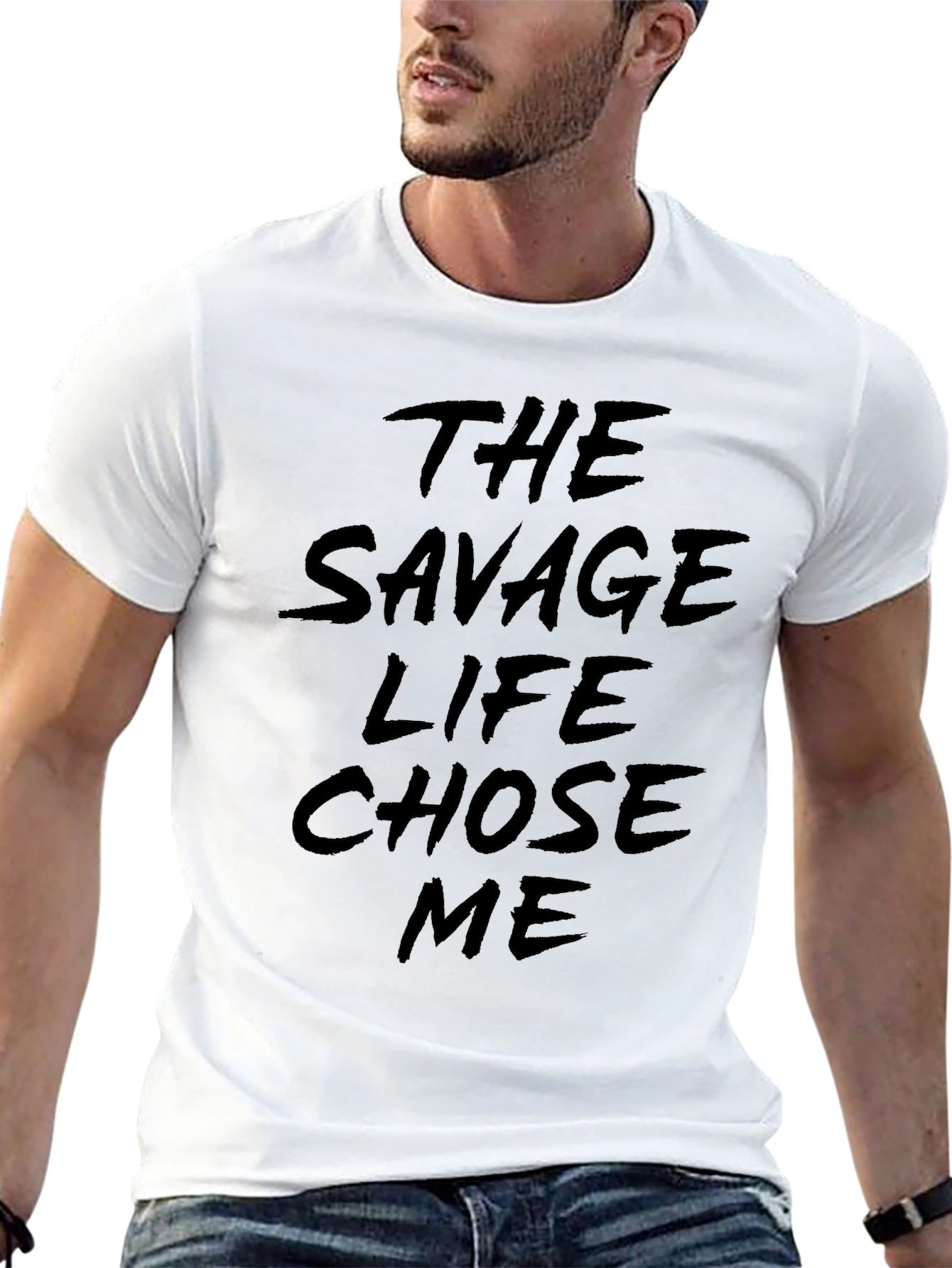 The Savage Life Chose Me Black Graphic Tee