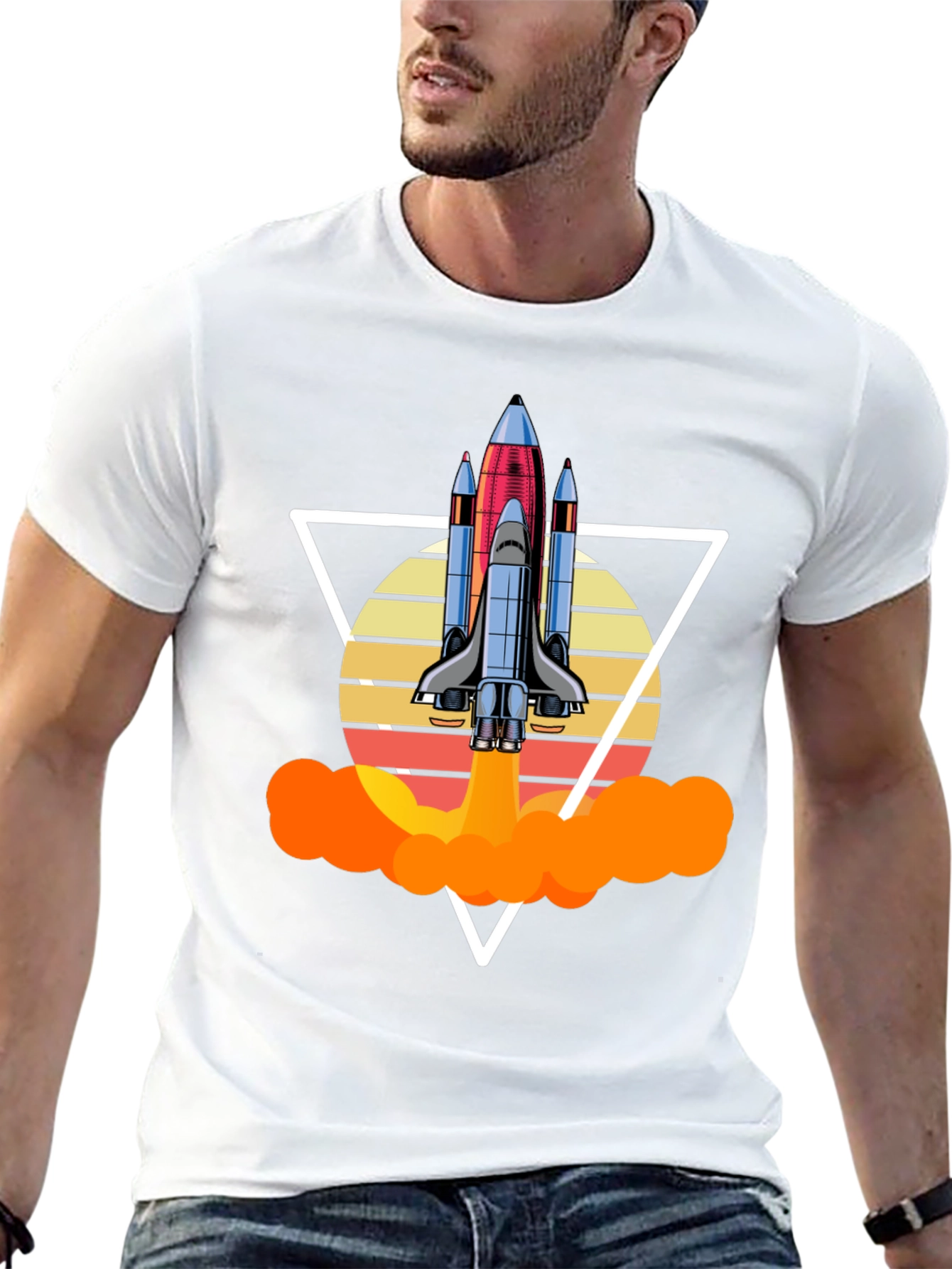 Retro Rocket Launch Graphic Tee