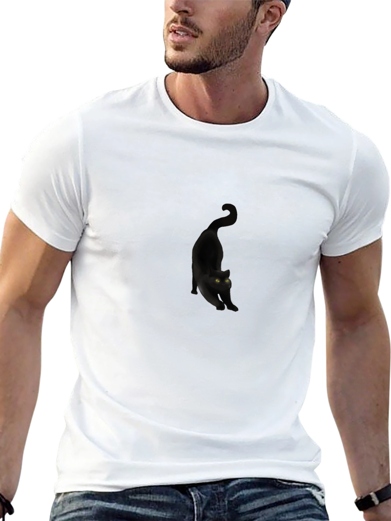 Black Cat Stretch Graphic T-Shirt
