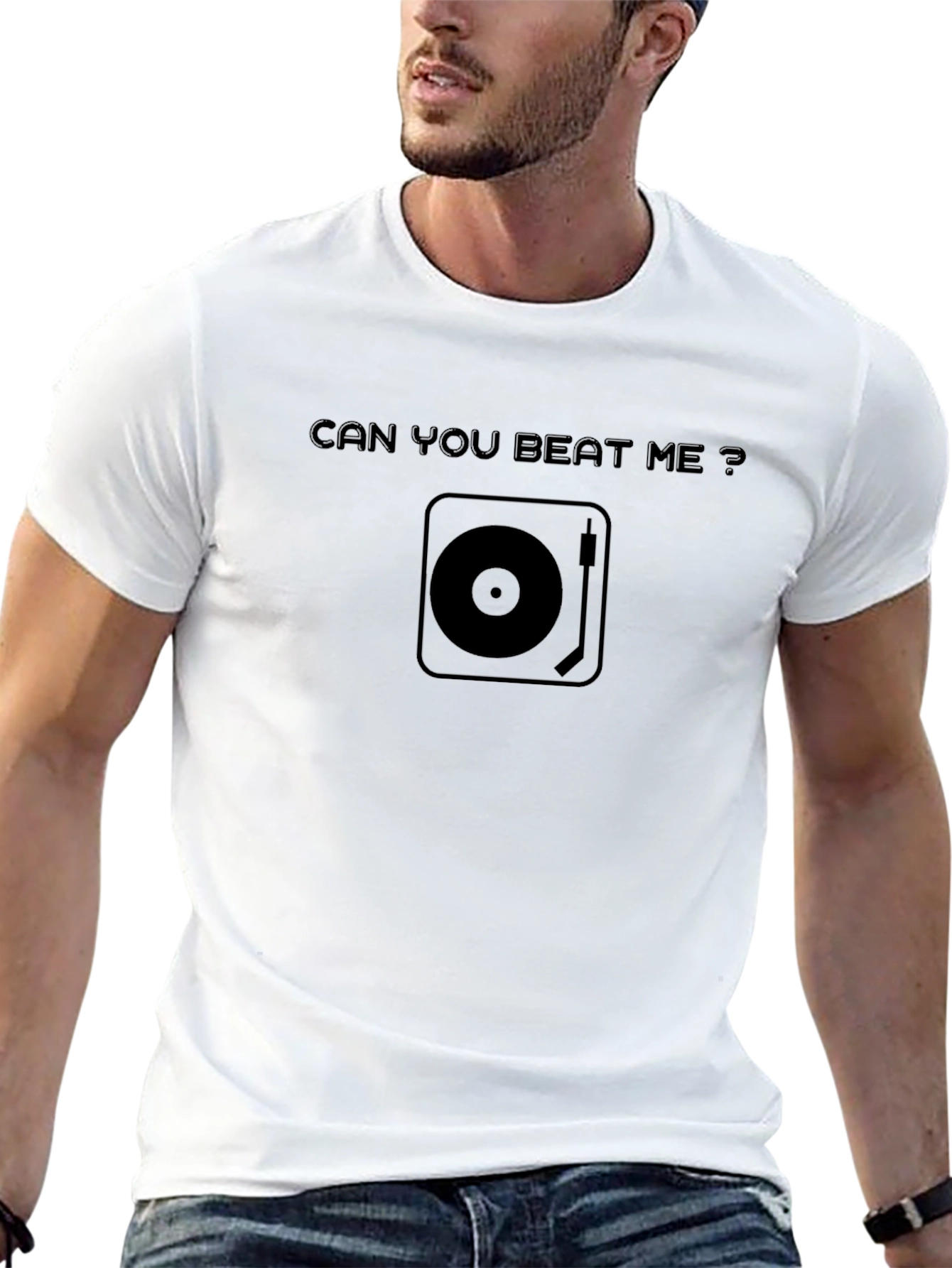 Can You Beat Me? DJ Turntable Graphic T-Shirt