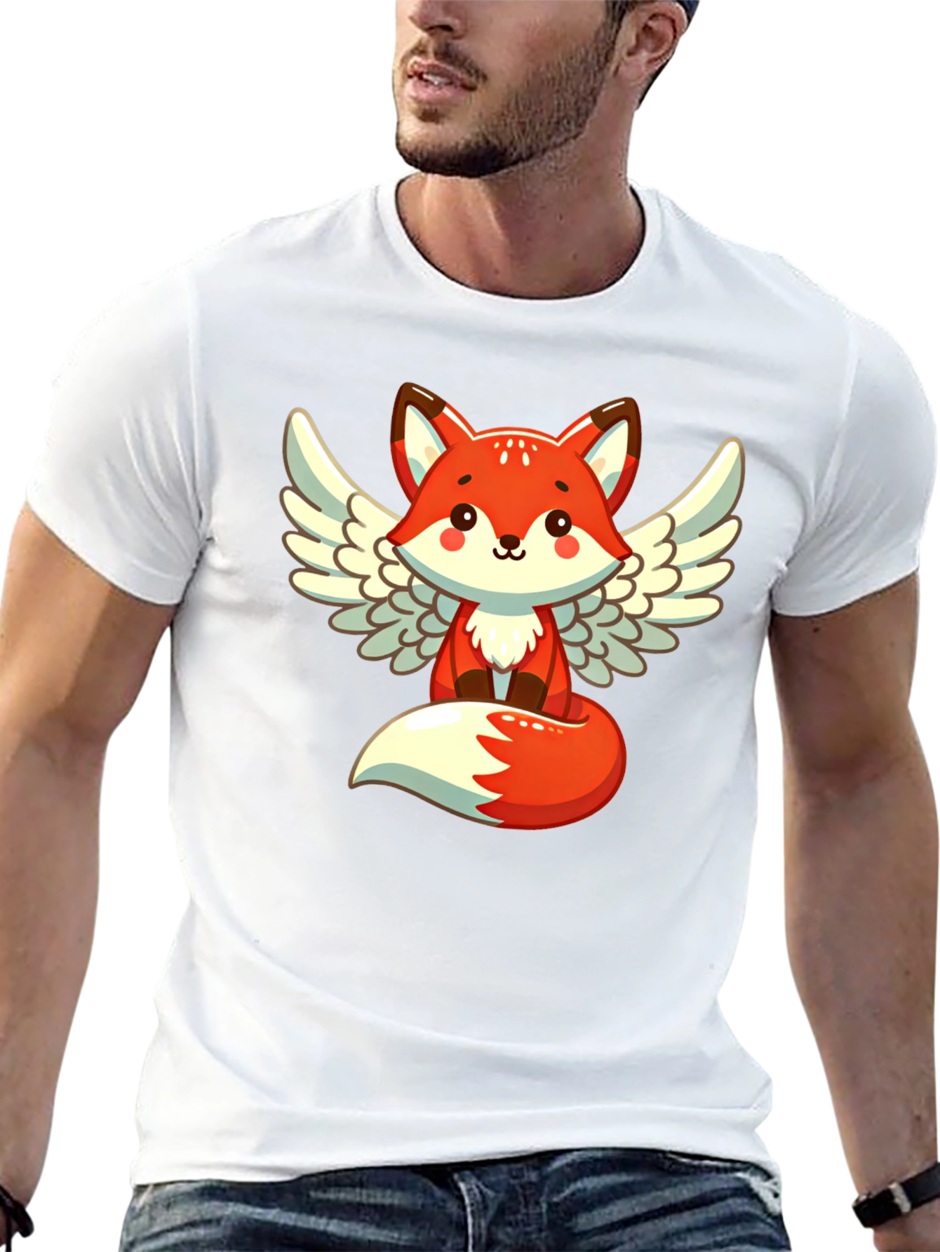 Cute Fox Angel Wings Graphic T-Shirt