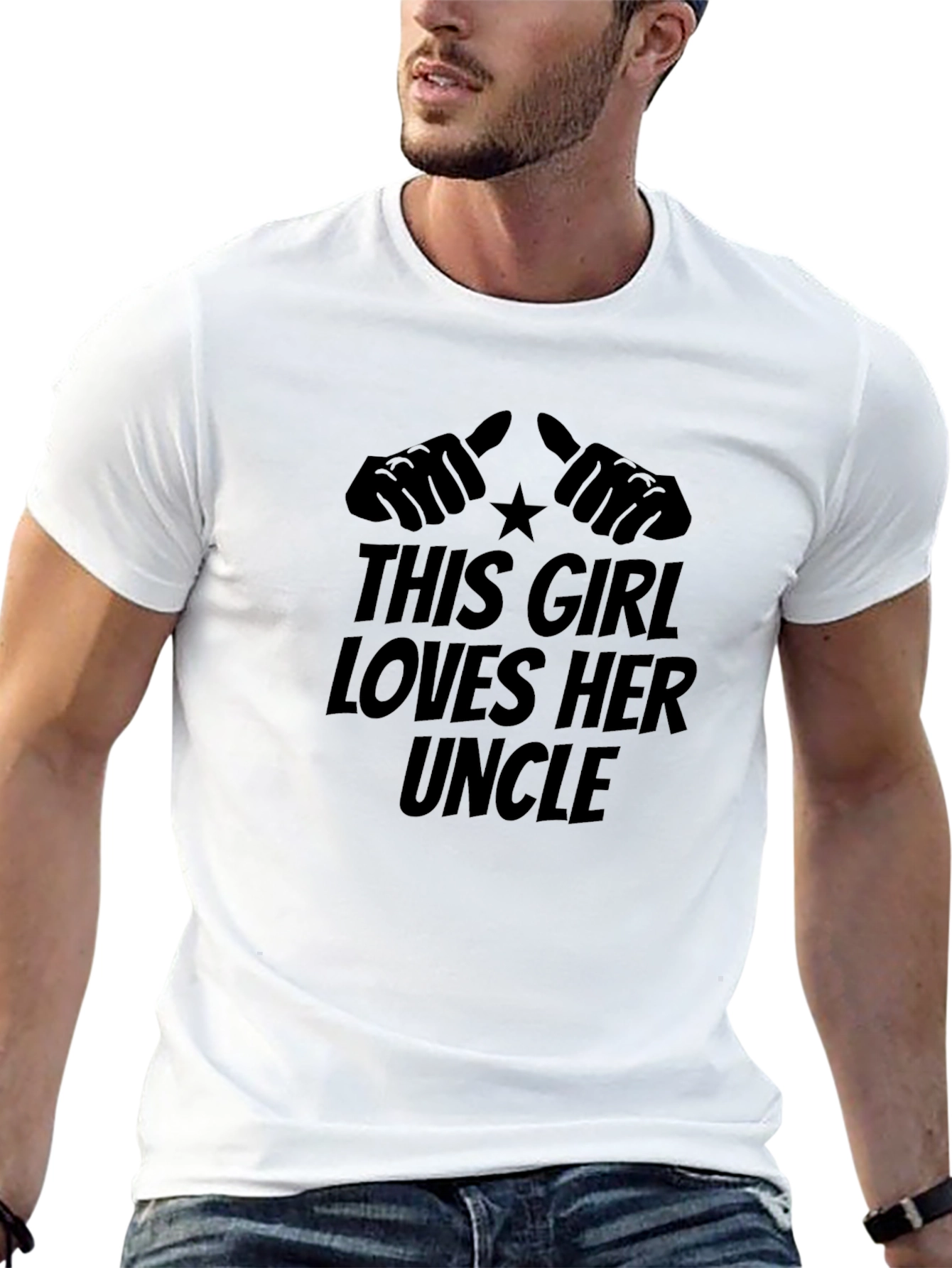 This Girl Loves Her Uncle Black Graphic T-Shirt