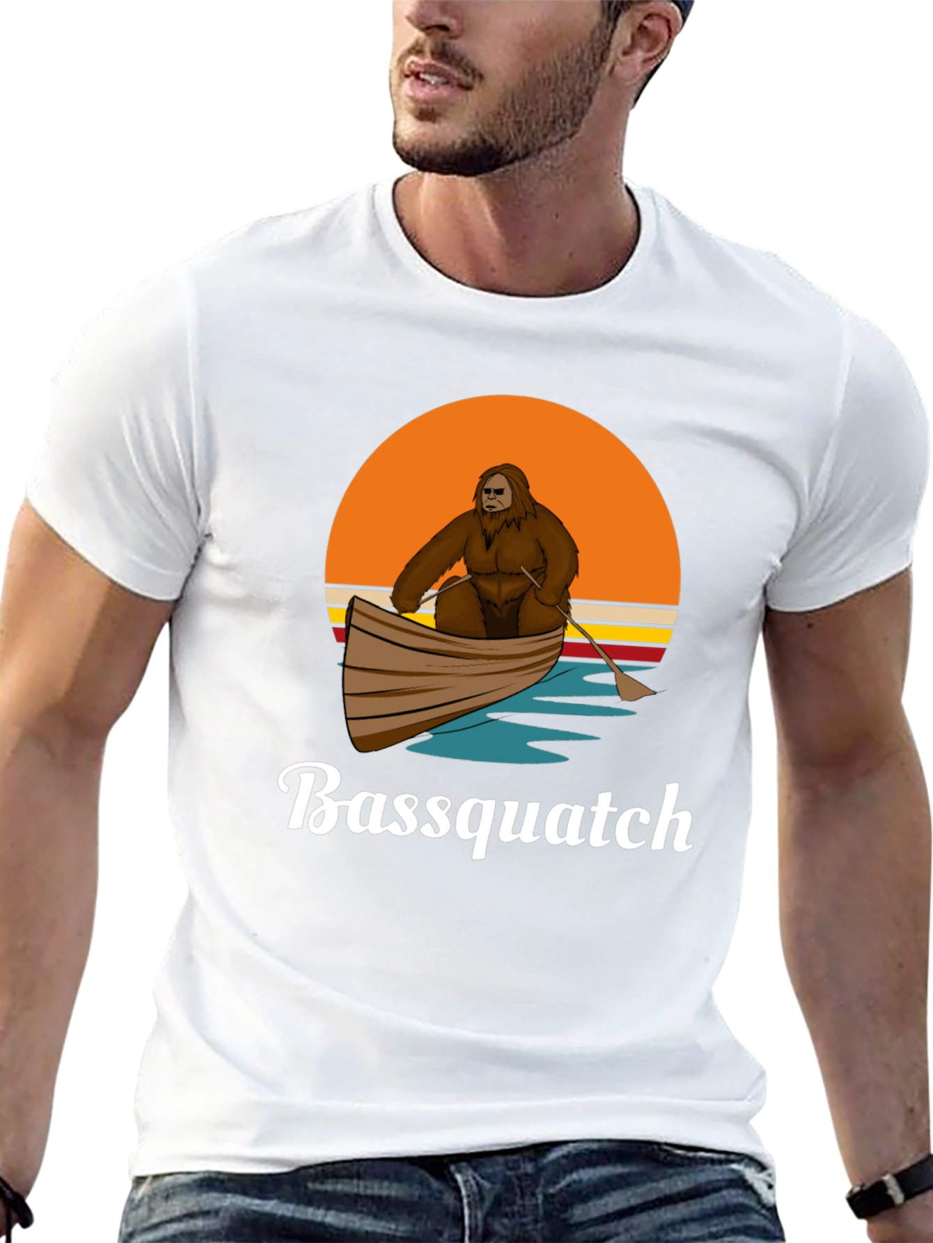 Bassquatch T-Shirt - Bigfoot in Boat