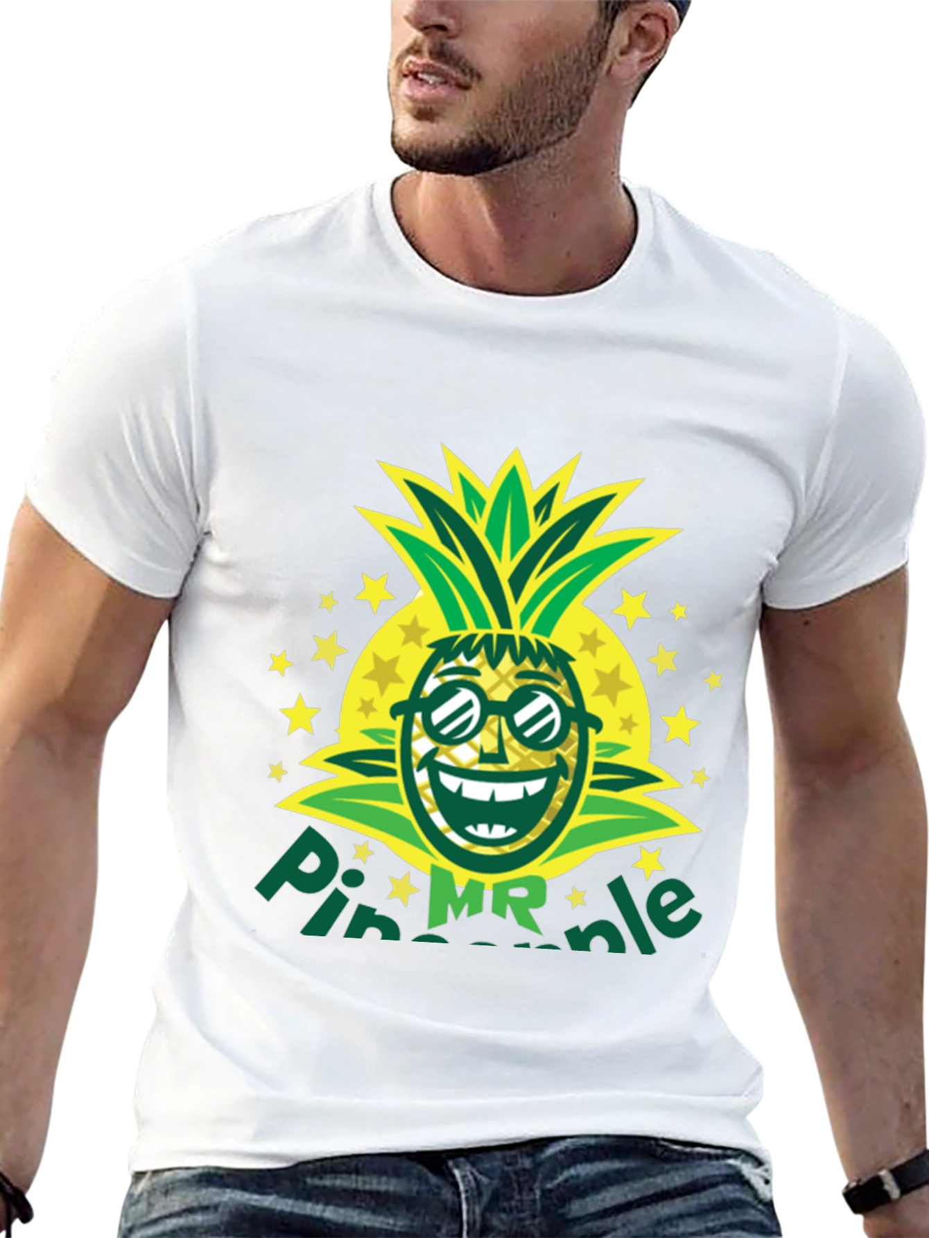 Mr. Pineapple Graphic T-Shirt - Black Cotton Tee