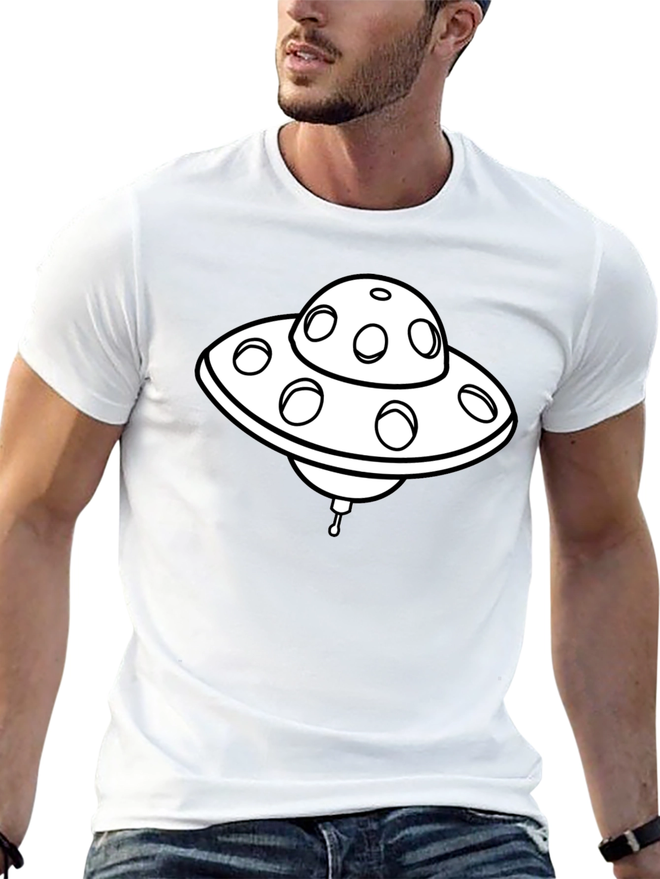 UFO Graphic T-Shirt - Black Cotton Blend