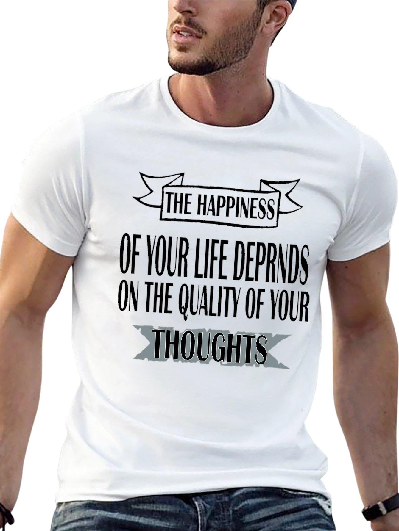 Inspirational Happiness Quote T-Shirt - Black