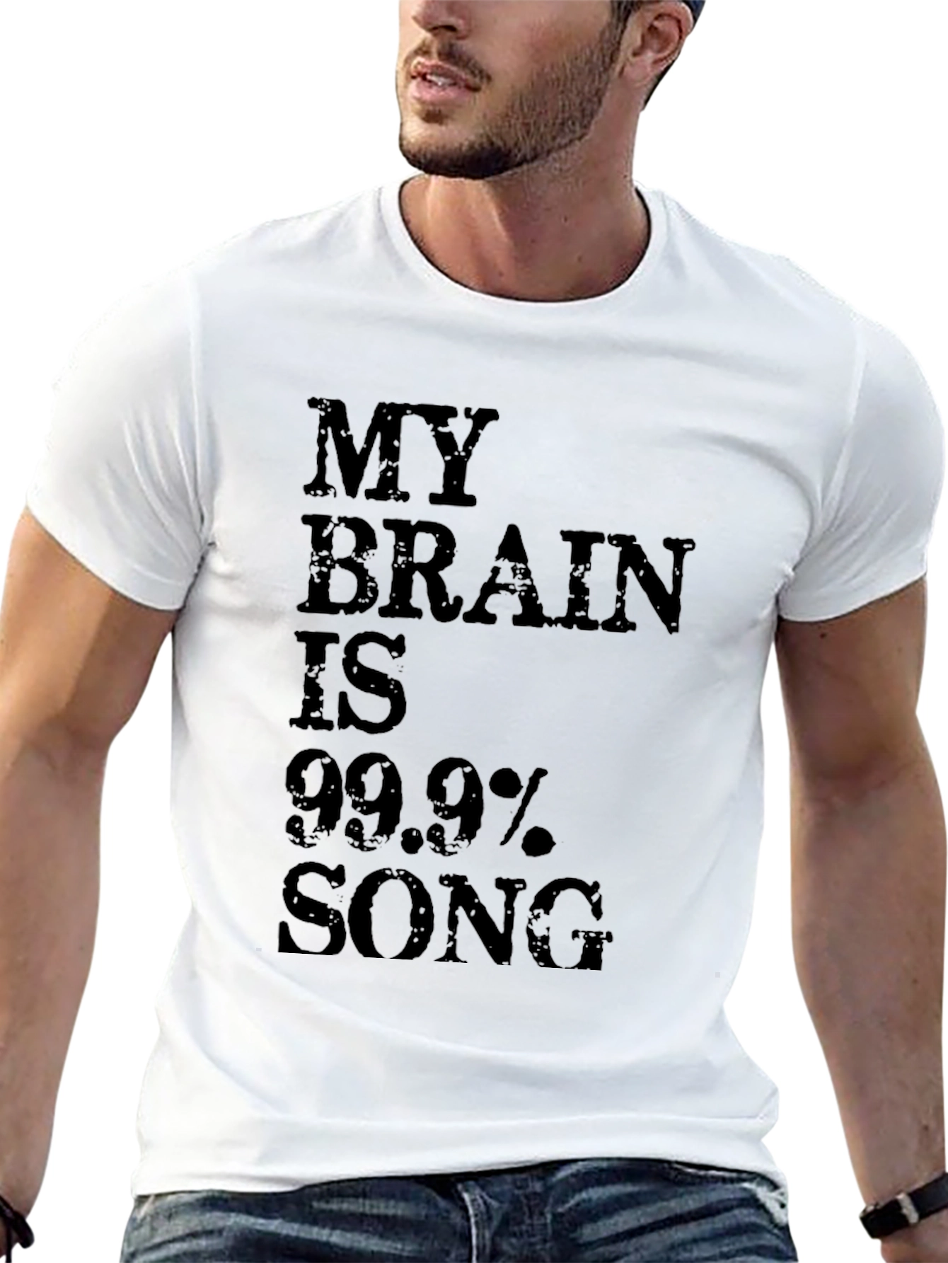 Funny My Brain Is 99.9% Song Black T-Shirt