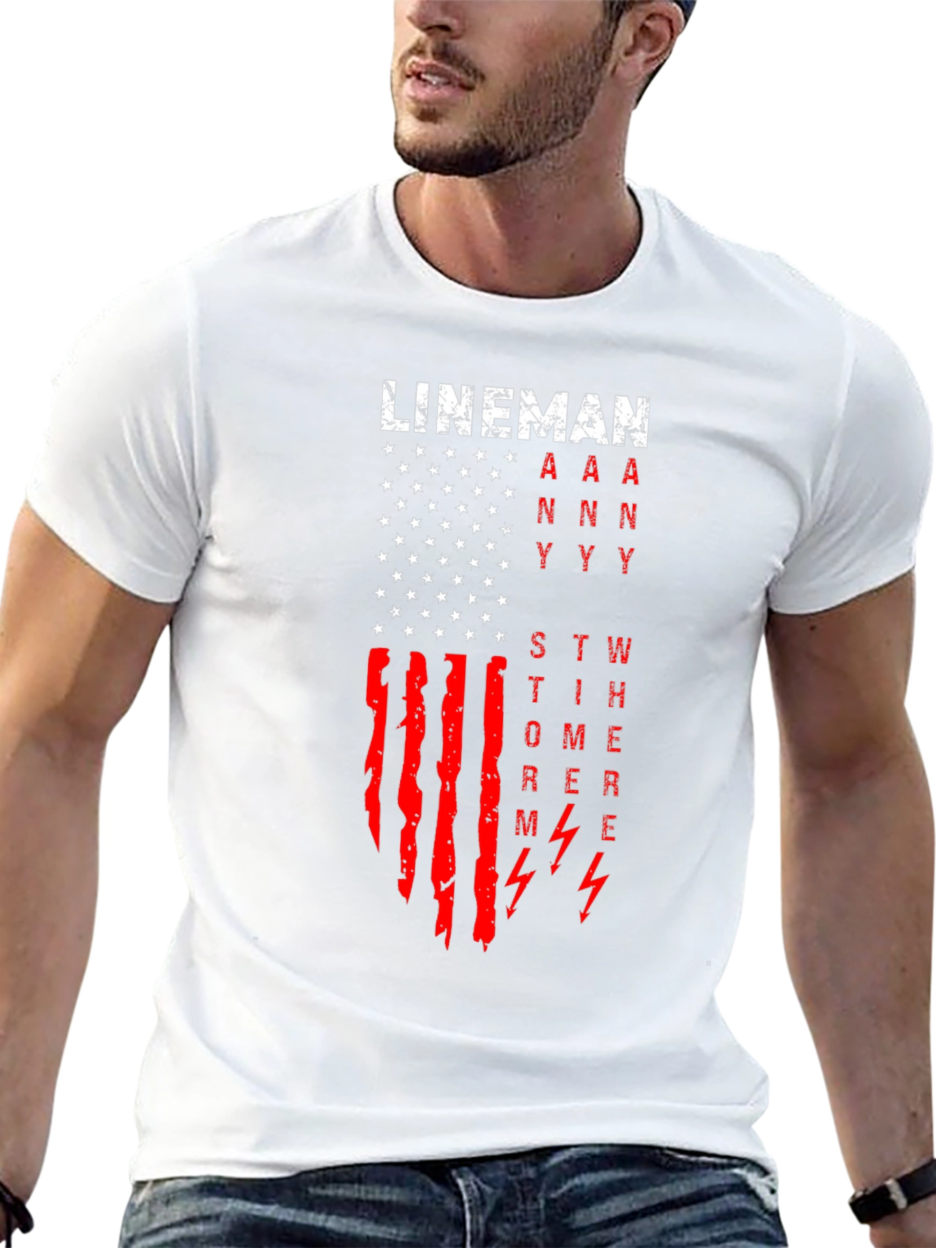 Lineman American Flag Graphic T-Shirt