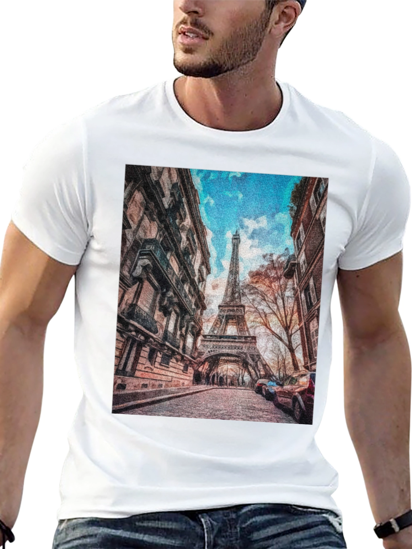 Eiffel Tower Graphic Tee - Paris Street Scene