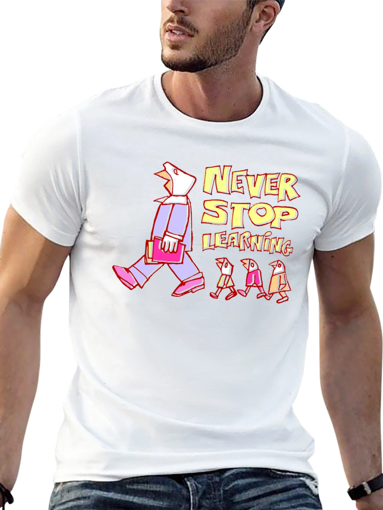 Never Stop Learning Graphic T-Shirt - Black