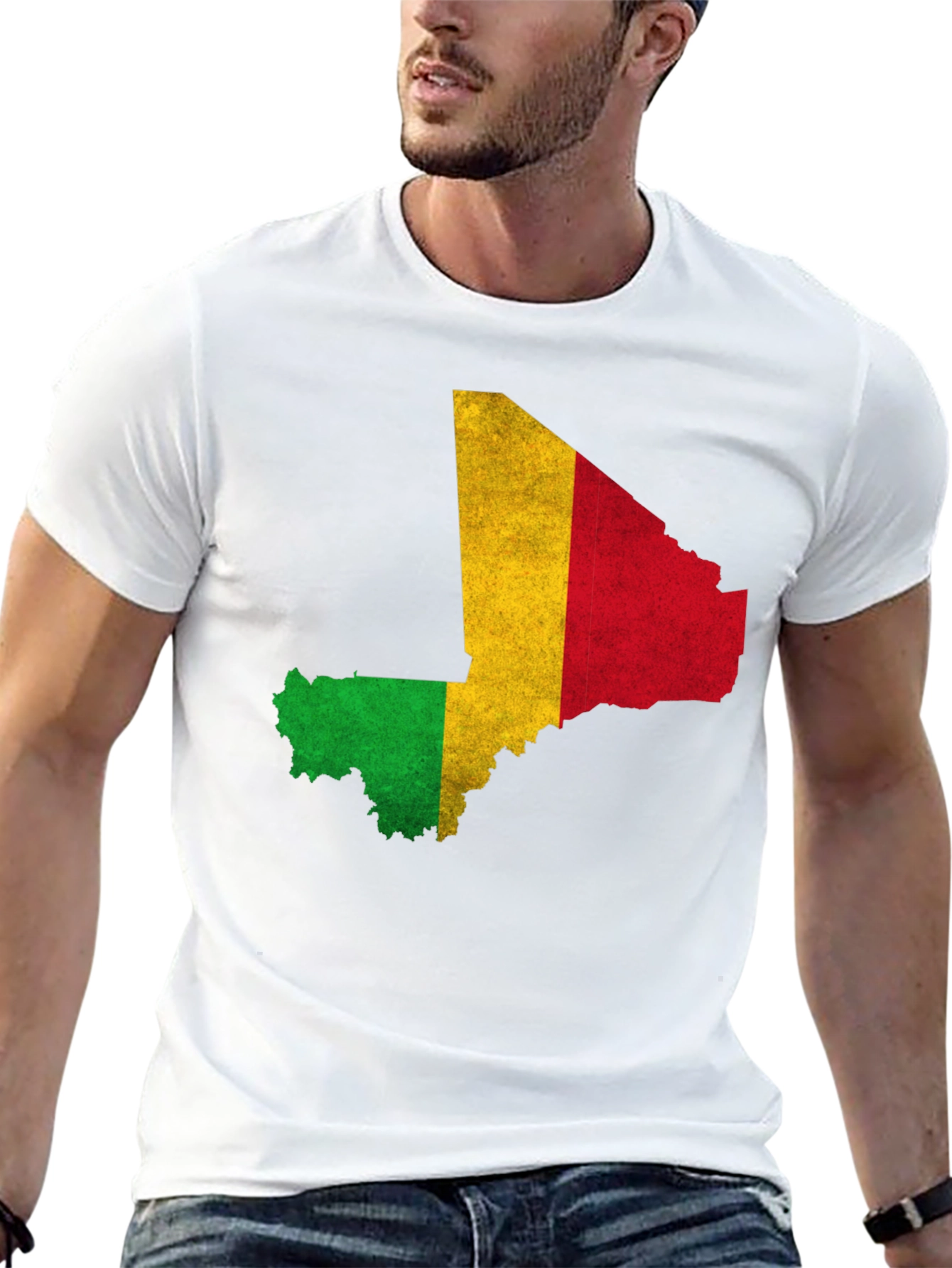 Mali Flag Map Graphic Black T-Shirt