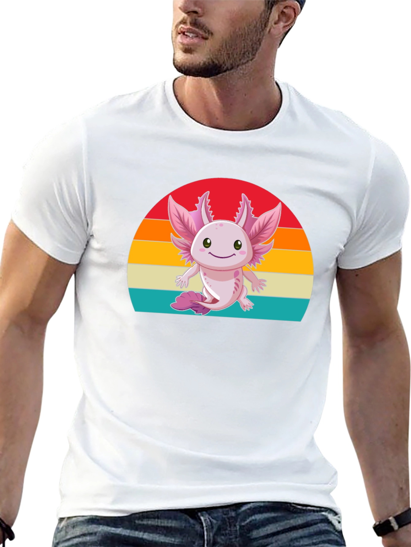 Cute Axolotl Retro Graphic T-Shirt