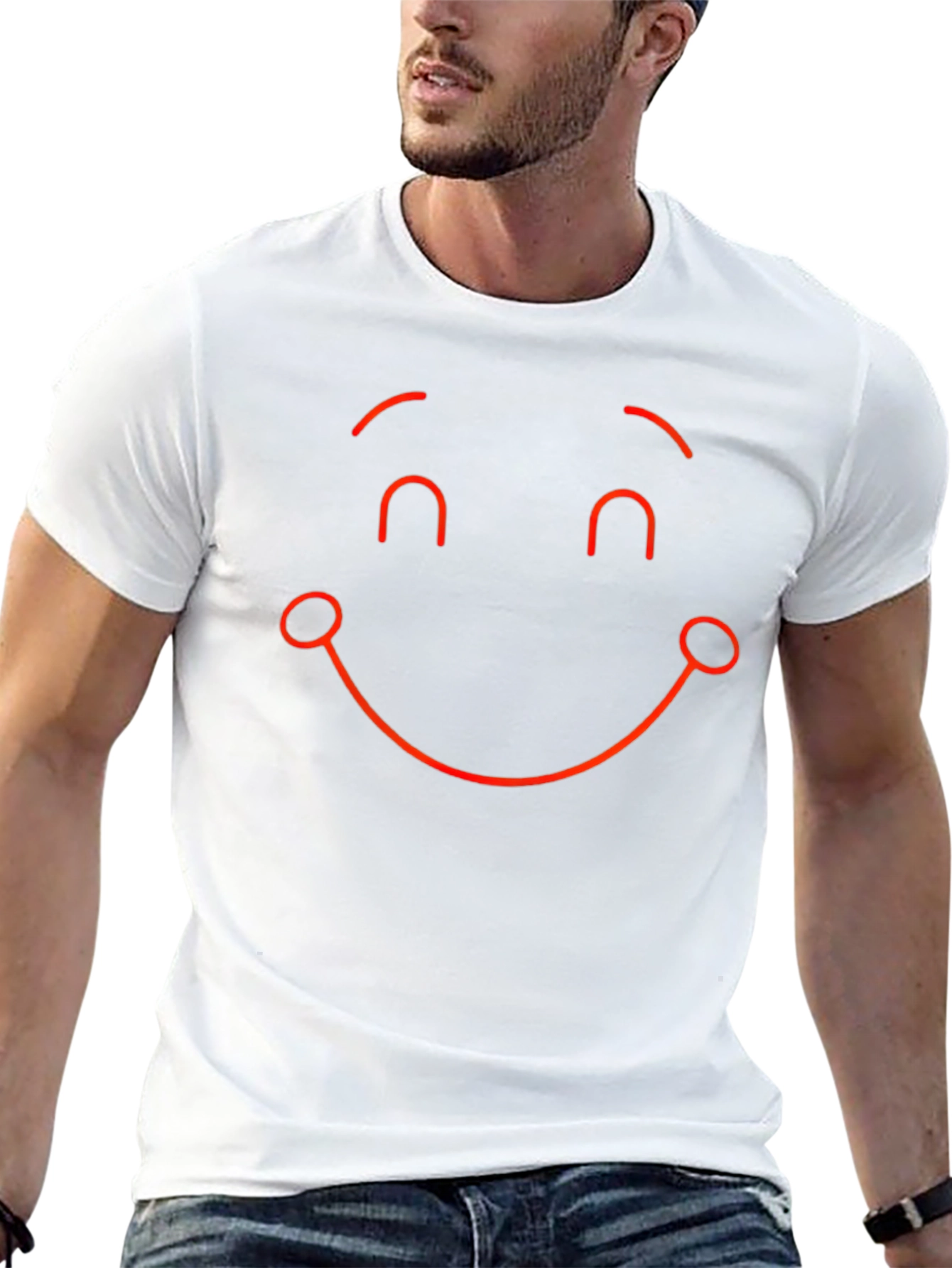 Smiley Face Graphic Tee - Black Casual T-Shirt